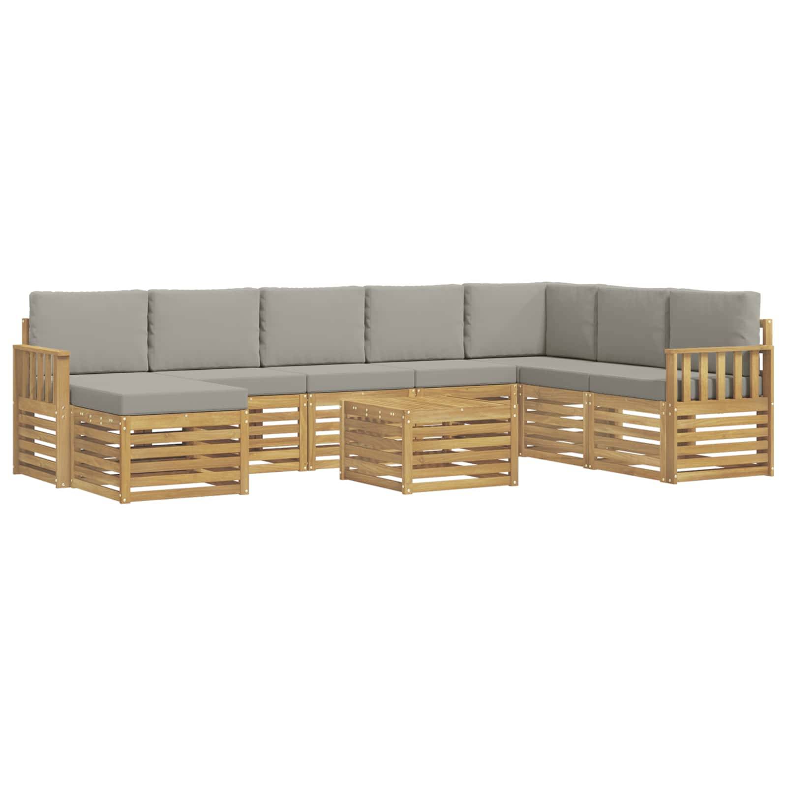 vidaXL Outdoor-Sofagarnitur 7 pcs Weiß und Hellgrau 59 x 59 x 37 cm