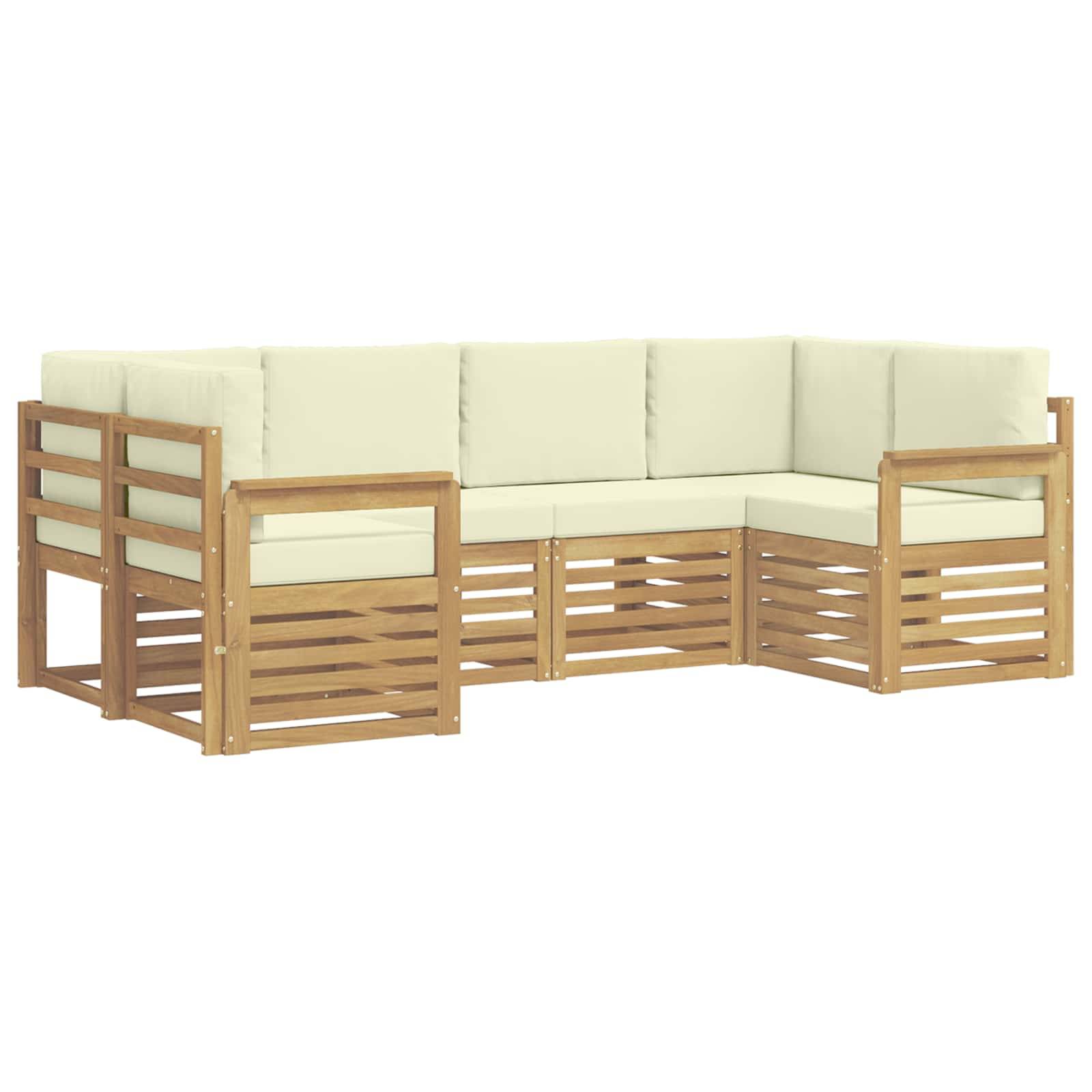 vidaXL Outdoor-Sofagarnitur 5 pcs Weiß und Creme 245 x 128,5 x 73 cm
