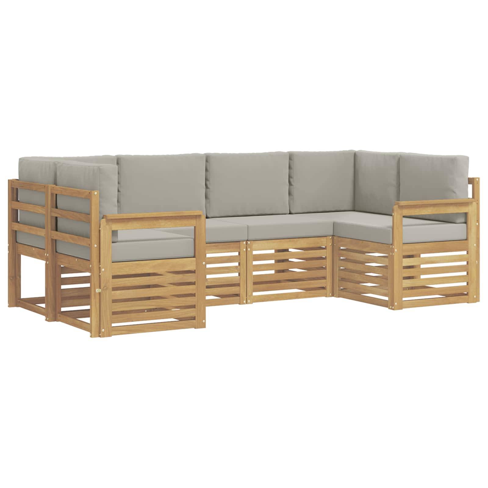 vidaXL Outdoor-Sofagarnitur 5 pcs Weiß und Hellgrau