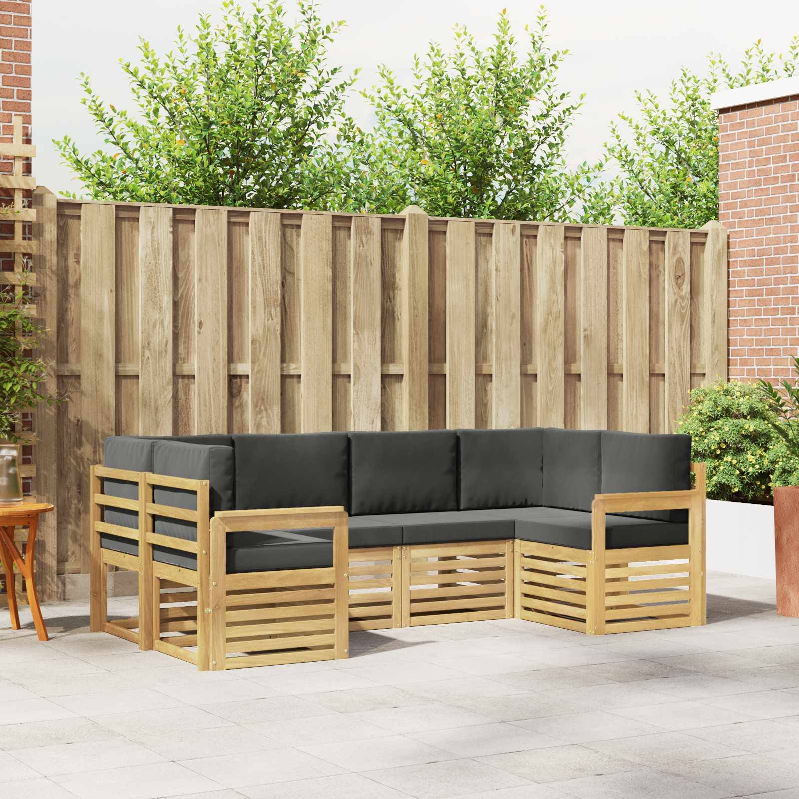 vidaXL Outdoor-Sofagarnitur 5 pcs Weiß und Anthrazit