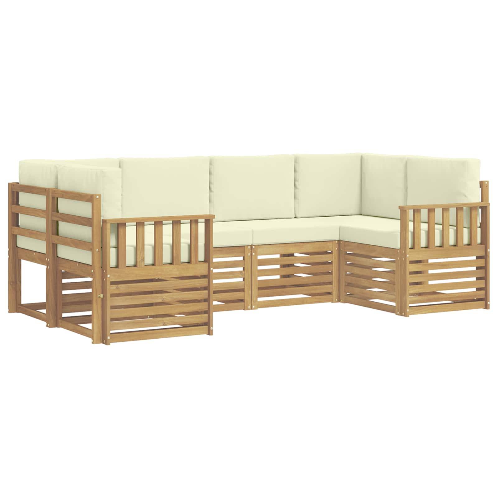 vidaXL Outdoor-Sofagarnitur 5 pcs Weiß und Creme 245 x 128,5 x 73 cm
