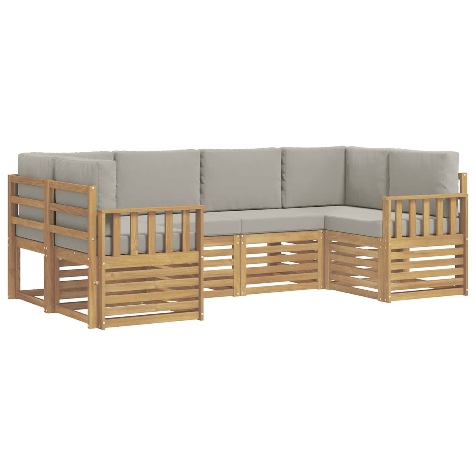 vidaXL Outdoor-Sofagarnitur 5 pcs Weiß und Hellgrau