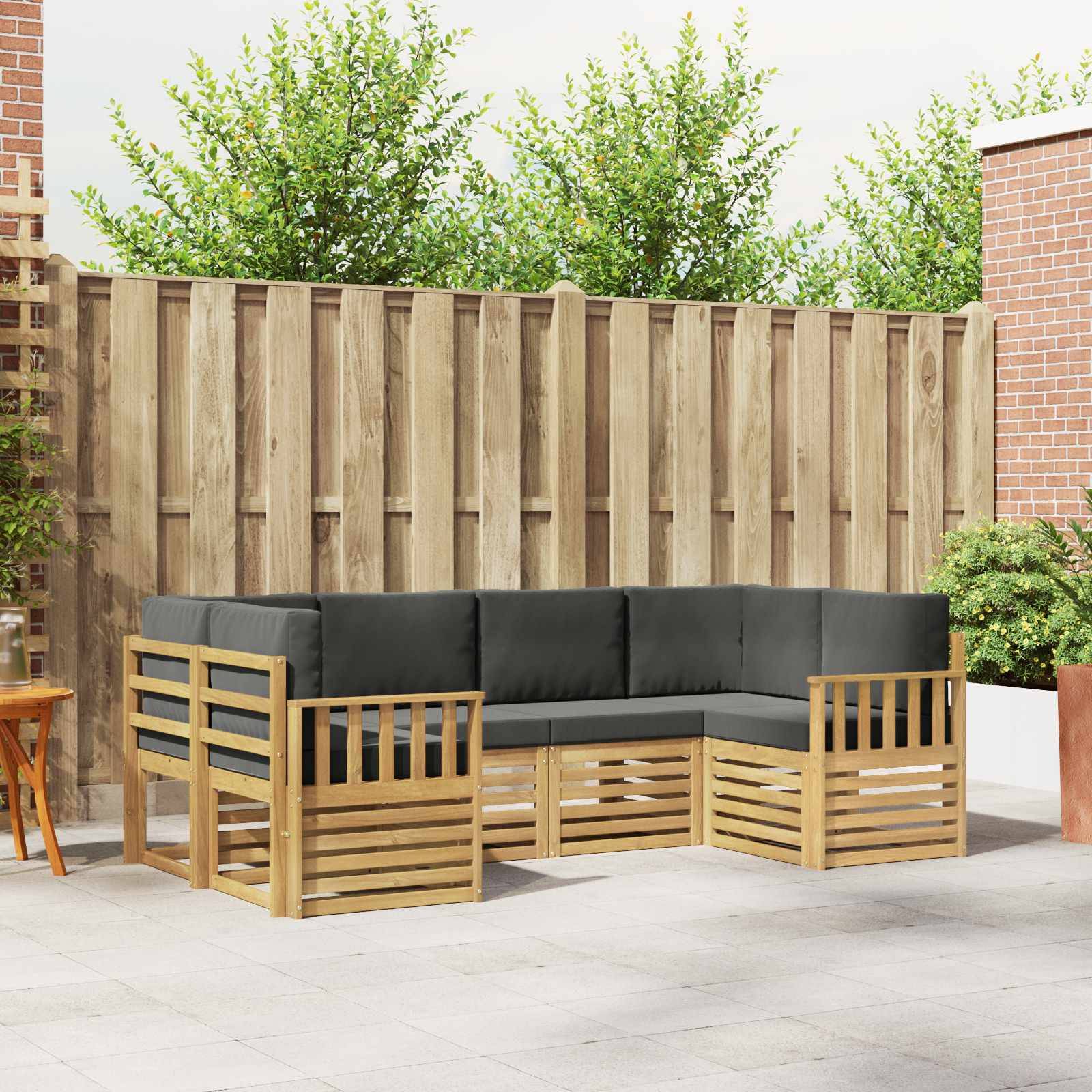 vidaXL Outdoor-Sofagarnitur 5 pcs Weiß und Anthrazit