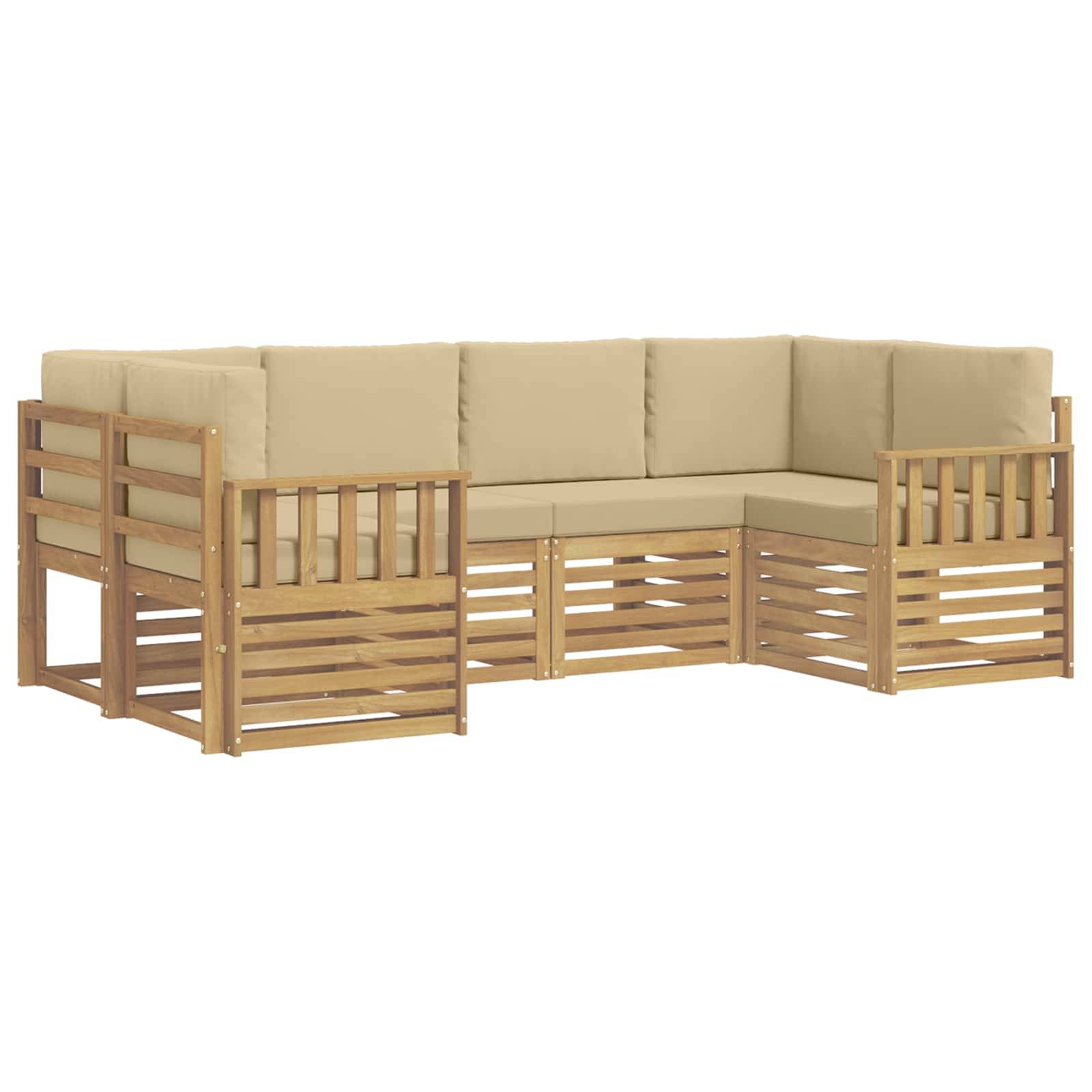 vidaXL Outdoor-Sofagarnitur 5 pcs Weiß und Beige 245 x 128,5 x 73 cm