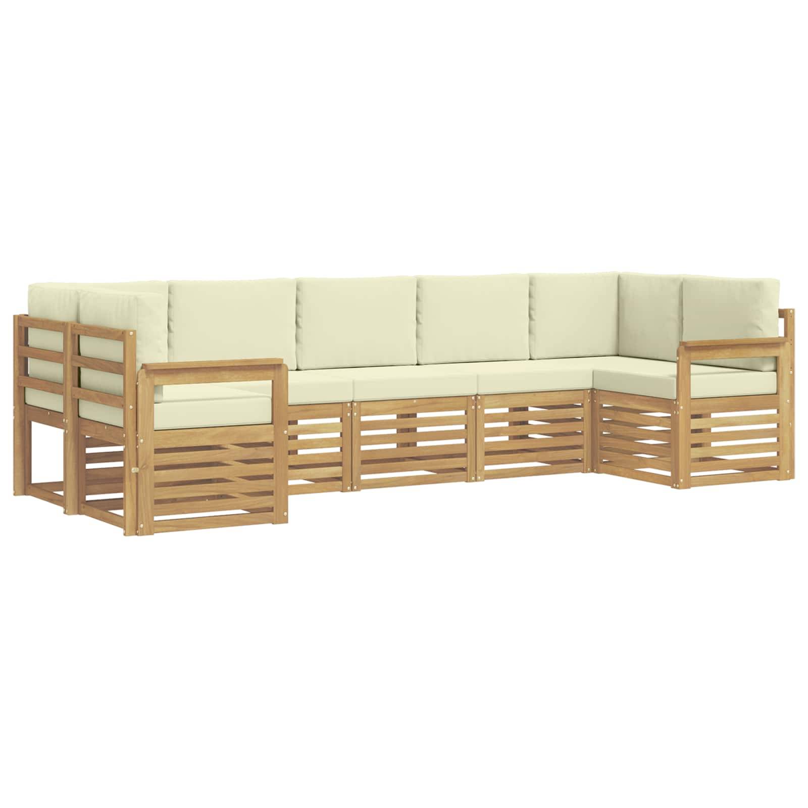 vidaXL Outdoor-Sofagarnitur 6 pcs Weiß und Creme 304 x 128,5 x 73 cm