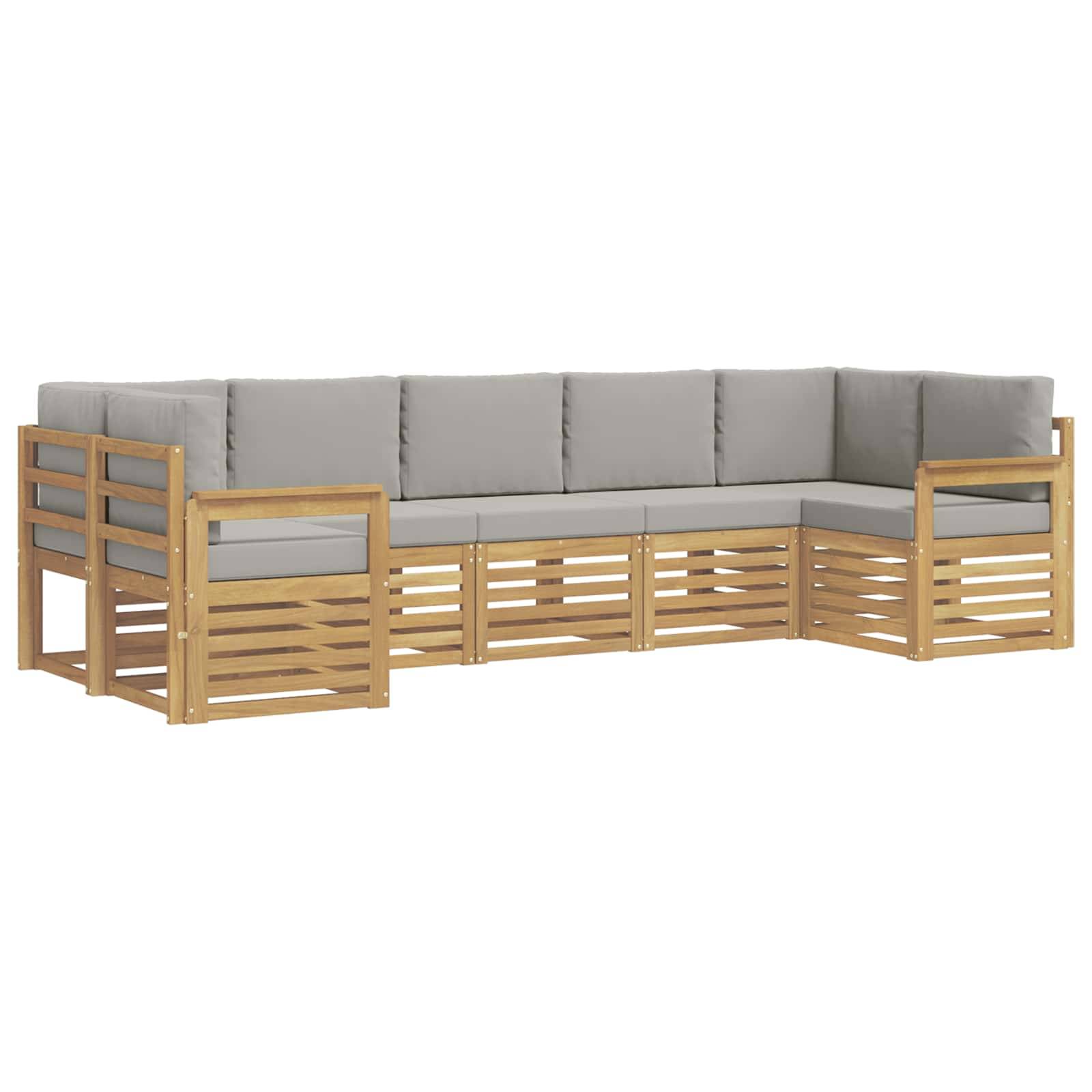 vidaXL Outdoor-Sofagarnitur 6 pcs Weiß und Hellgrau