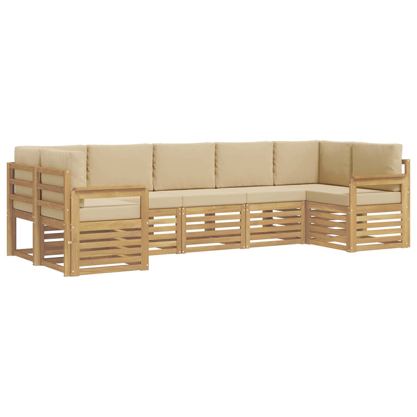 vidaXL Outdoor-Sofagarnitur 6 pcs Weiß und Beige 304 x 128,5 x 73 cm