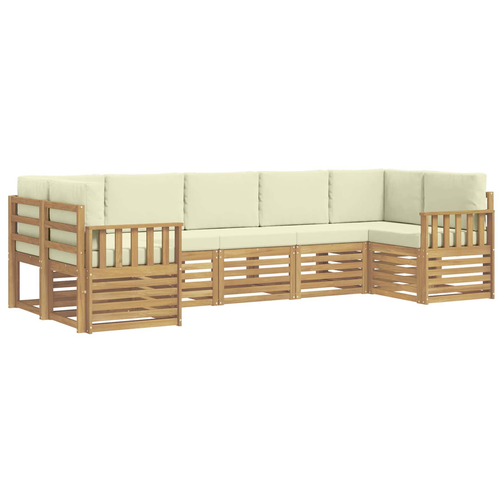 vidaXL Outdoor-Sofagarnitur 6 pcs Weiß und Creme 304 x 128,5 x 73 cm