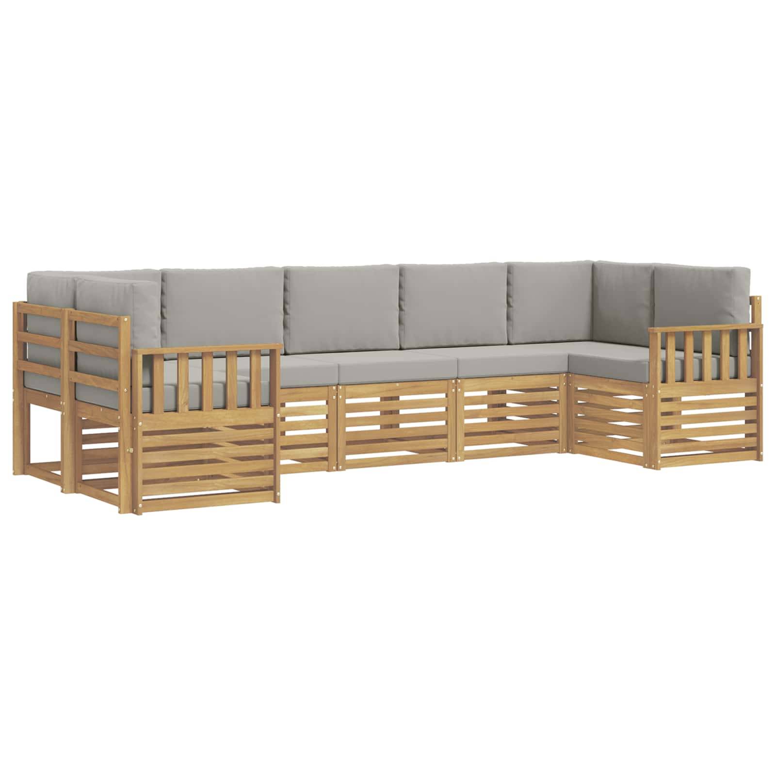 vidaXL Outdoor-Sofagarnitur 6 pcs Weiß und Hellgrau