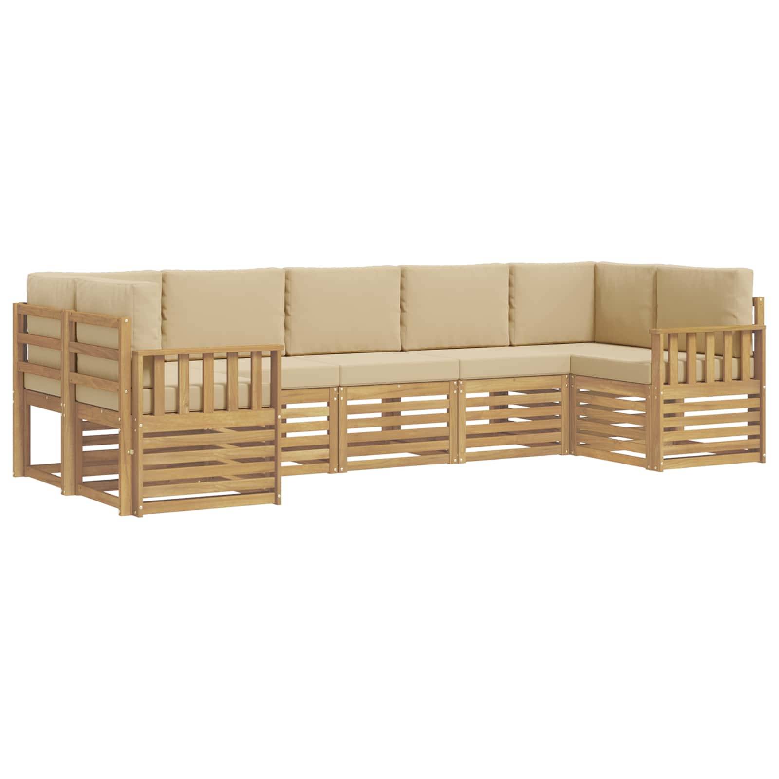 vidaXL Outdoor-Sofagarnitur 6 pcs Weiß und Beige 304 x 128,5 x 73 cm