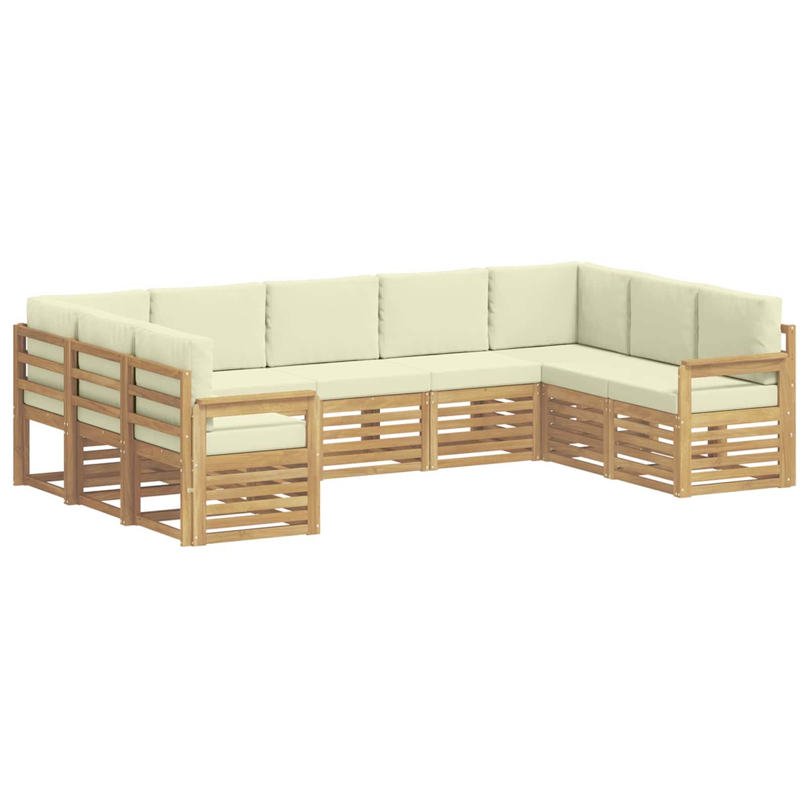 vidaXL Outdoor-Sofagarnitur 7 pcs Weiß und Creme 304 x 128,5 x 73 cm