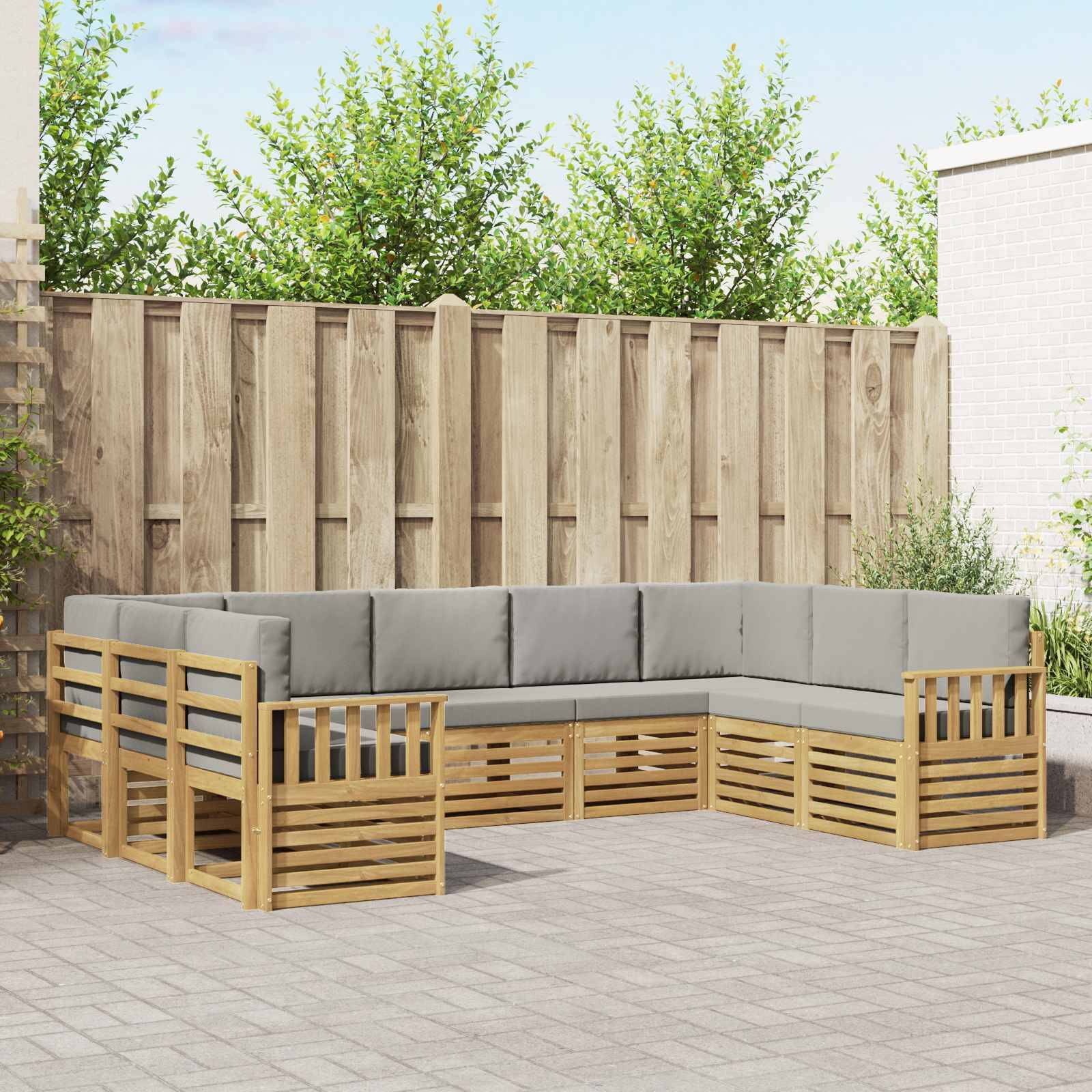 vidaXL Outdoor-Sofagarnitur 7 pcs Weiß und Hellgrau