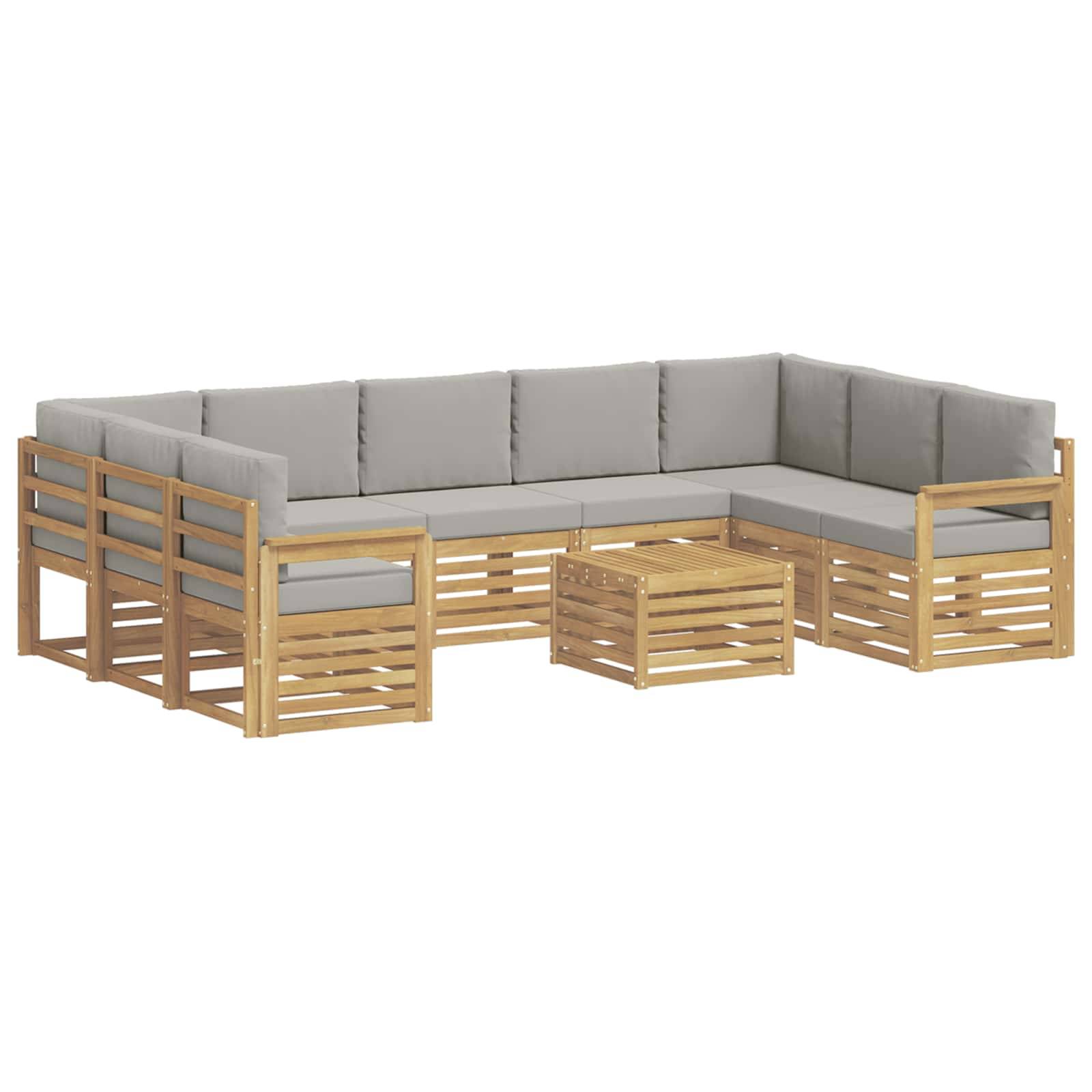 vidaXL Outdoor-Sofagarnitur 8 pcs Weiß und Hellgrau 59 x 59 x 37 cm