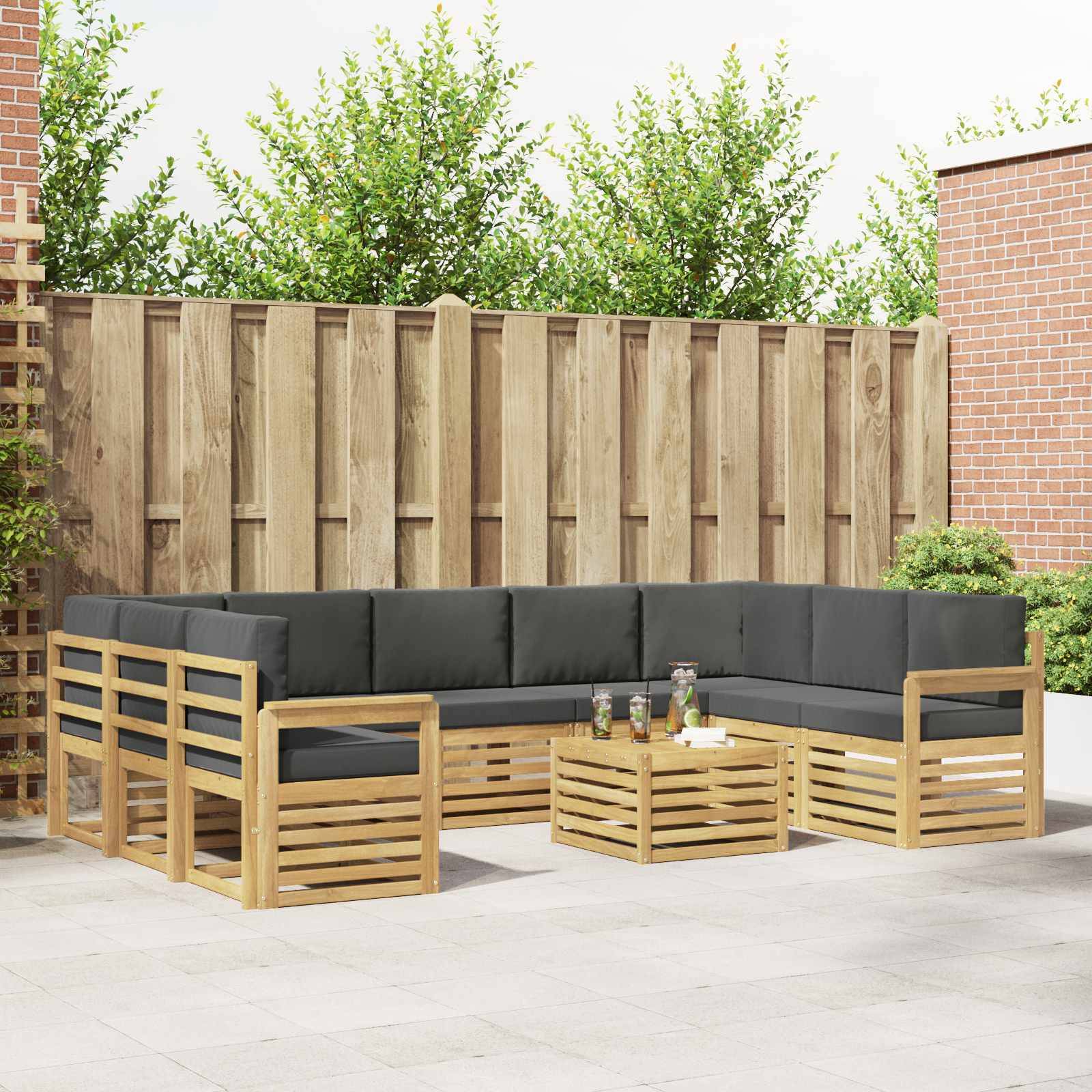 vidaXL Outdoor-Sofagarnitur 8 pcs Weiß und Anthrazit 59 x 59 x 37 cm