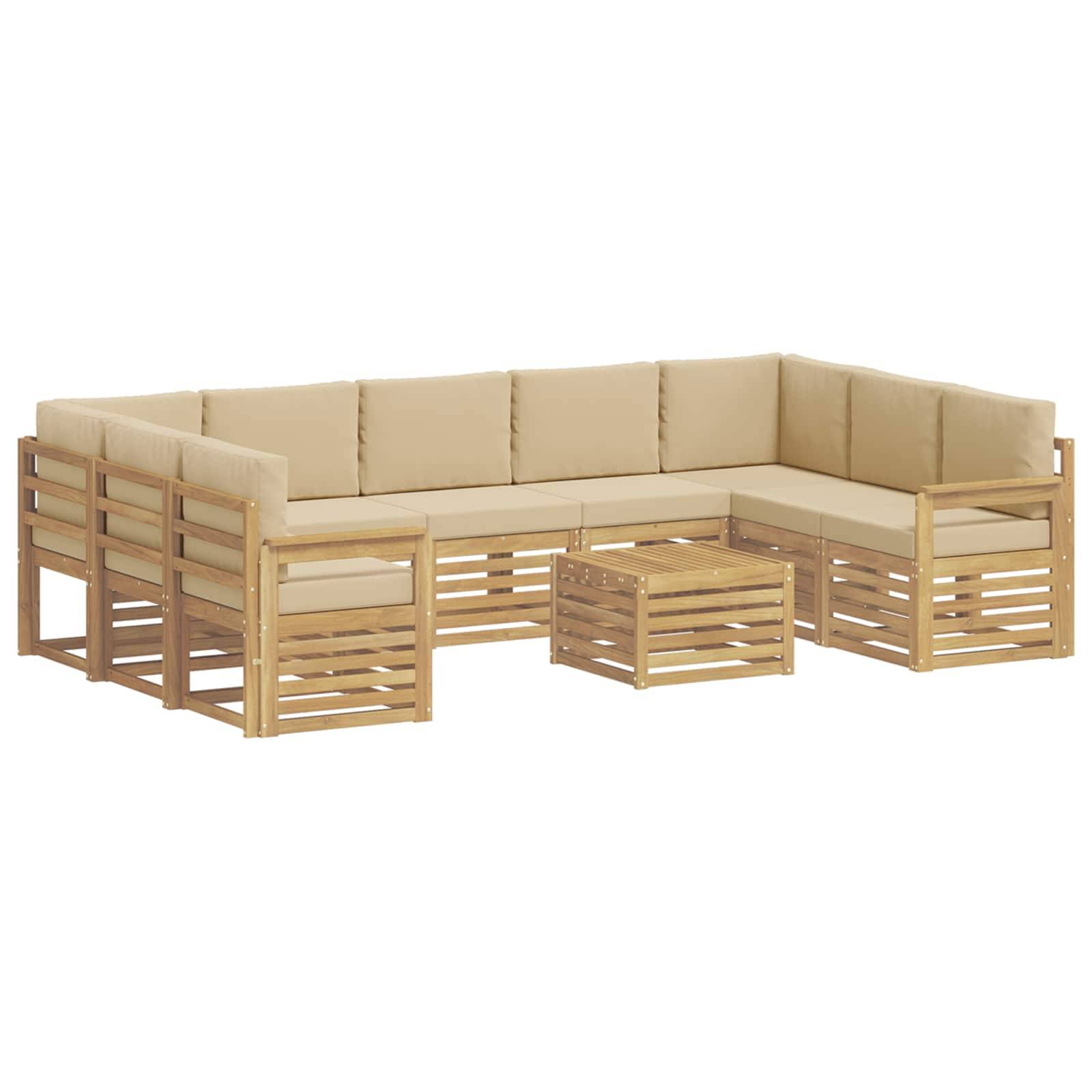 vidaXL Outdoor-Sofagarnitur 8 pcs Weiß und Beige 59 x 59 x 37 cm