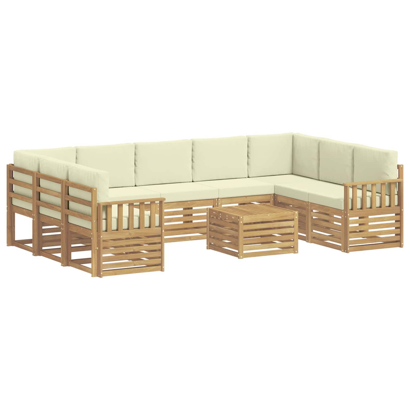 vidaXL Outdoor-Sofagarnitur 8 pcs Weiß und Creme 59 x 59 x 37 cm