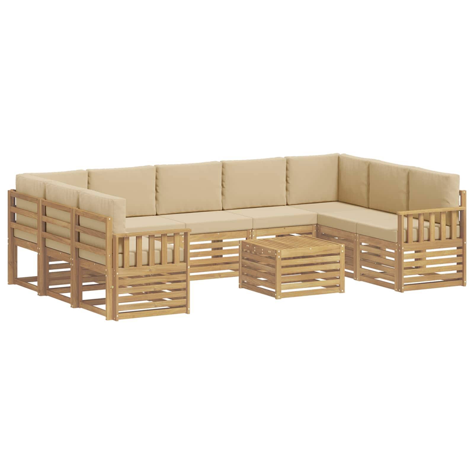 vidaXL Outdoor-Sofagarnitur 8 pcs Weiß und Beige 59 x 59 x 37 cm