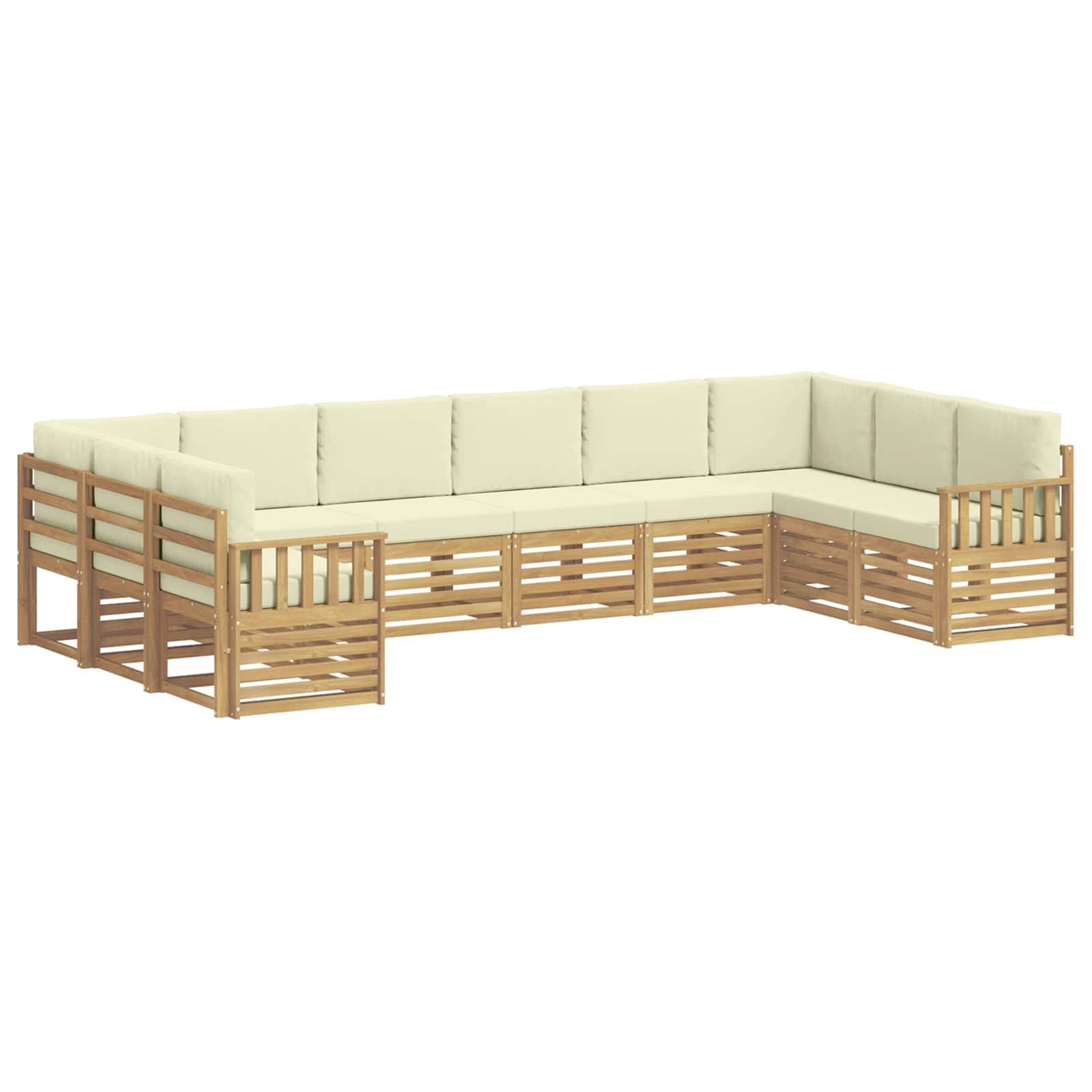 vidaXL Outdoor-Sofagarnitur 7 pcs Weiß und Creme 363 x 187,5 x 73 cm
