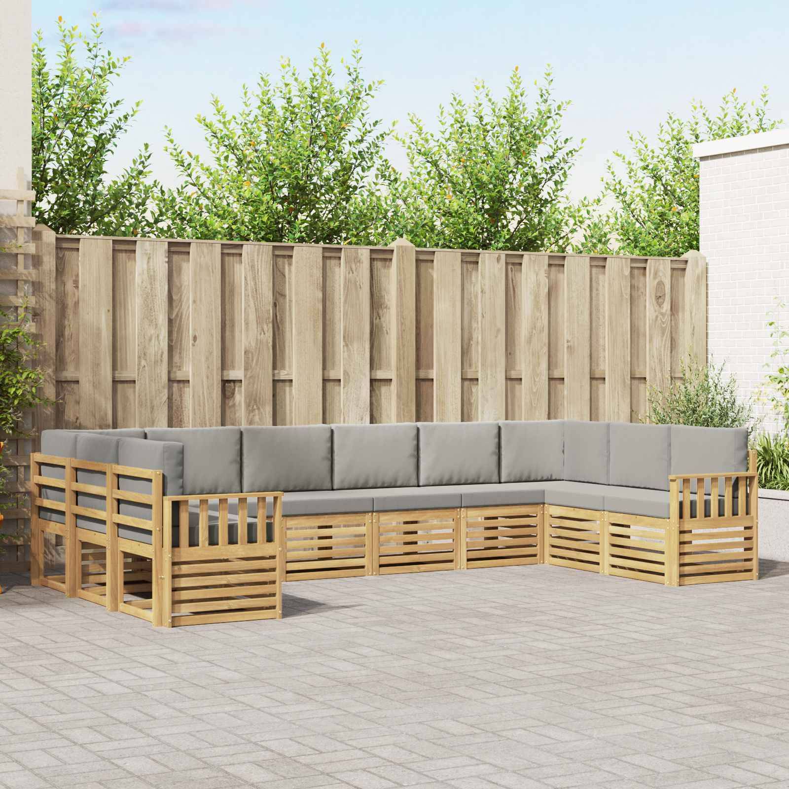 vidaXL Outdoor-Sofagarnitur 7 pcs Weiß und Hellgrau