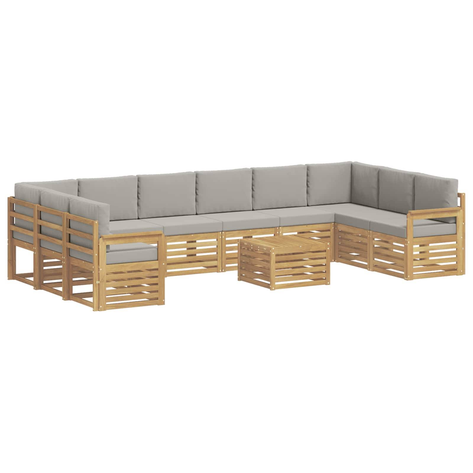 vidaXL Outdoor-Sofagarnitur 8 pcs Weiß und Hellgrau 59 x 59 x 37 cm