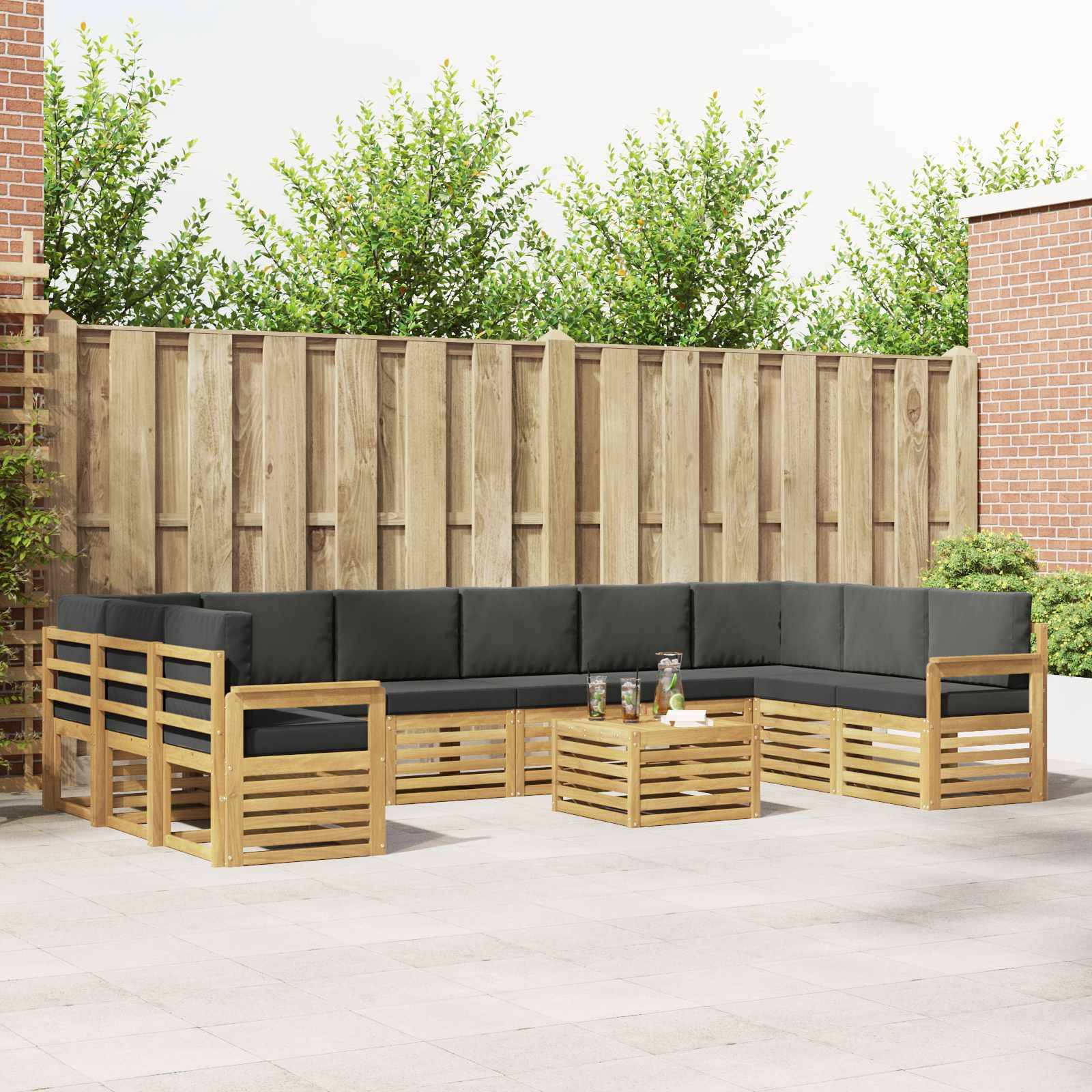vidaXL Outdoor-Sofagarnitur 8 pcs Weiß und Anthrazit 59 x 59 x 37 cm
