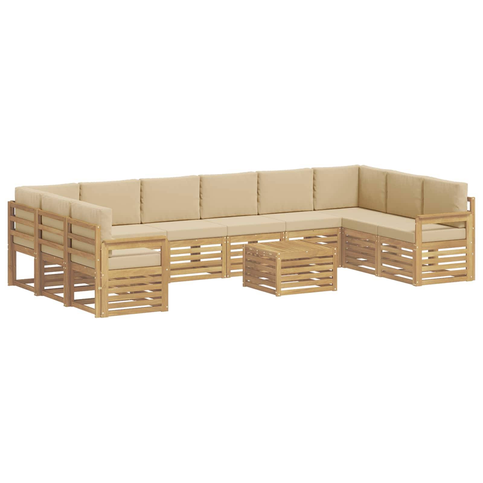 vidaXL Outdoor-Sofagarnitur 8 pcs Weiß und Beige 59 x 59 x 37 cm