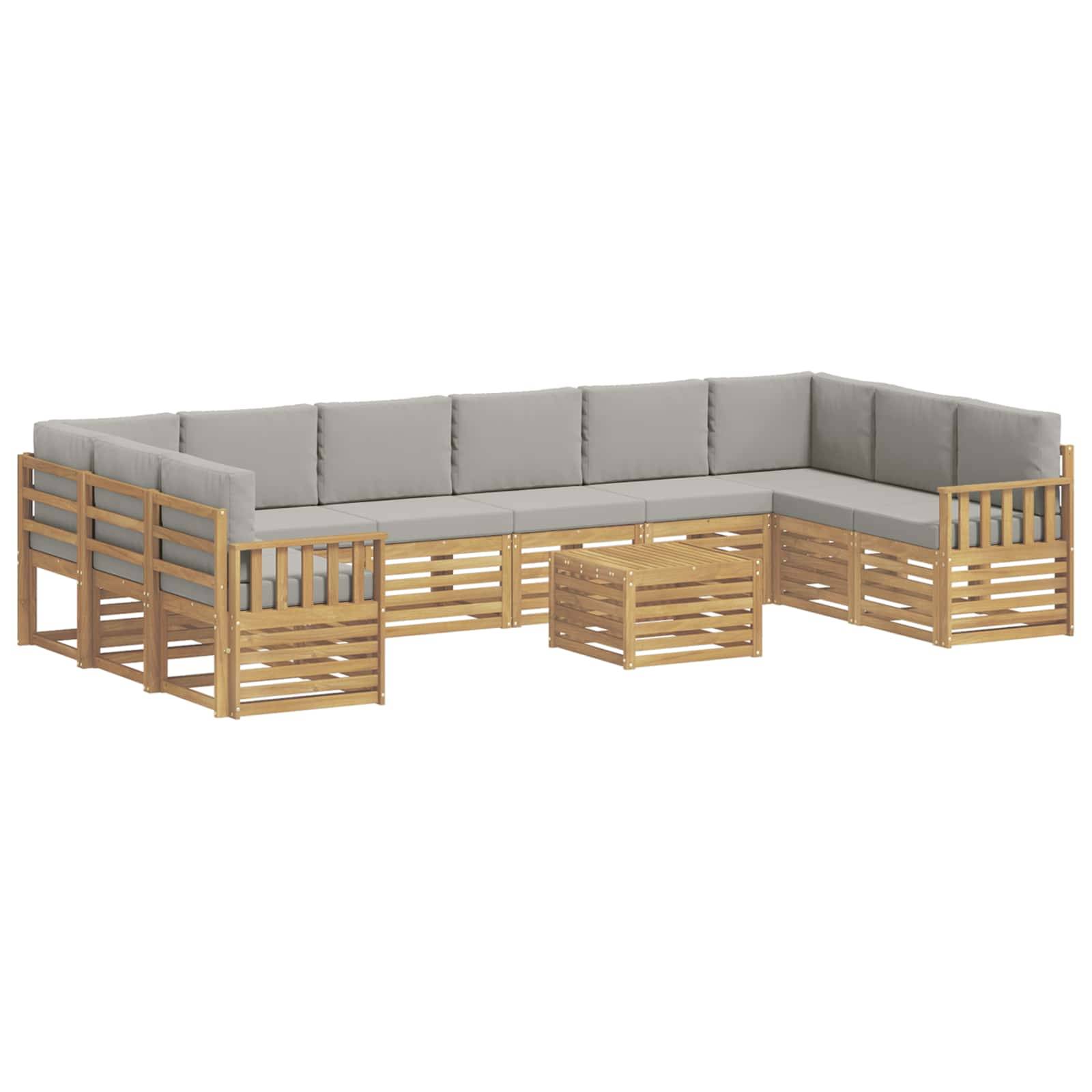 vidaXL Outdoor-Sofagarnitur 8 pcs Weiß und Hellgrau 59 x 59 x 37 cm