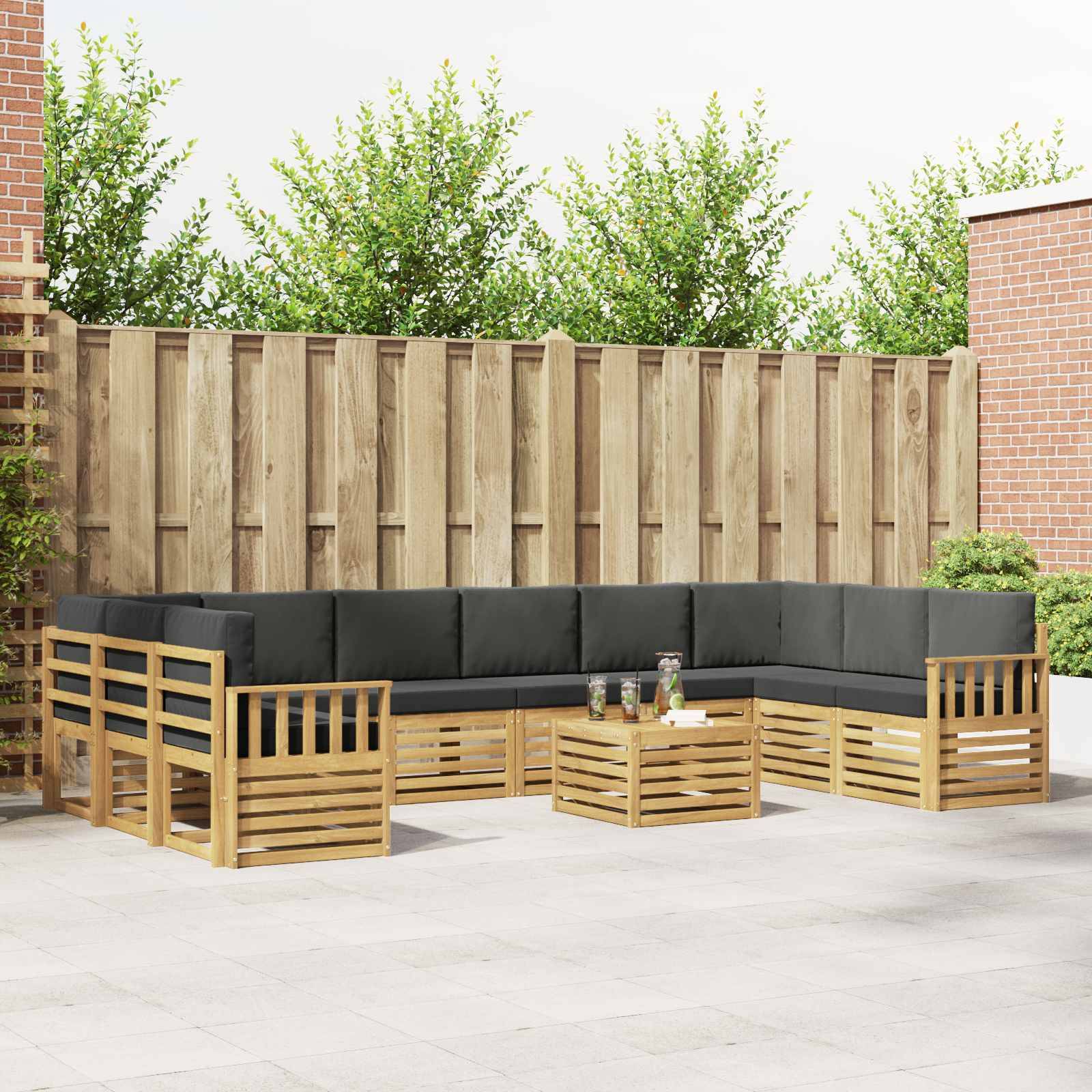 vidaXL Outdoor-Sofagarnitur 8 pcs Weiß und Anthrazit 59 x 59 x 37 cm