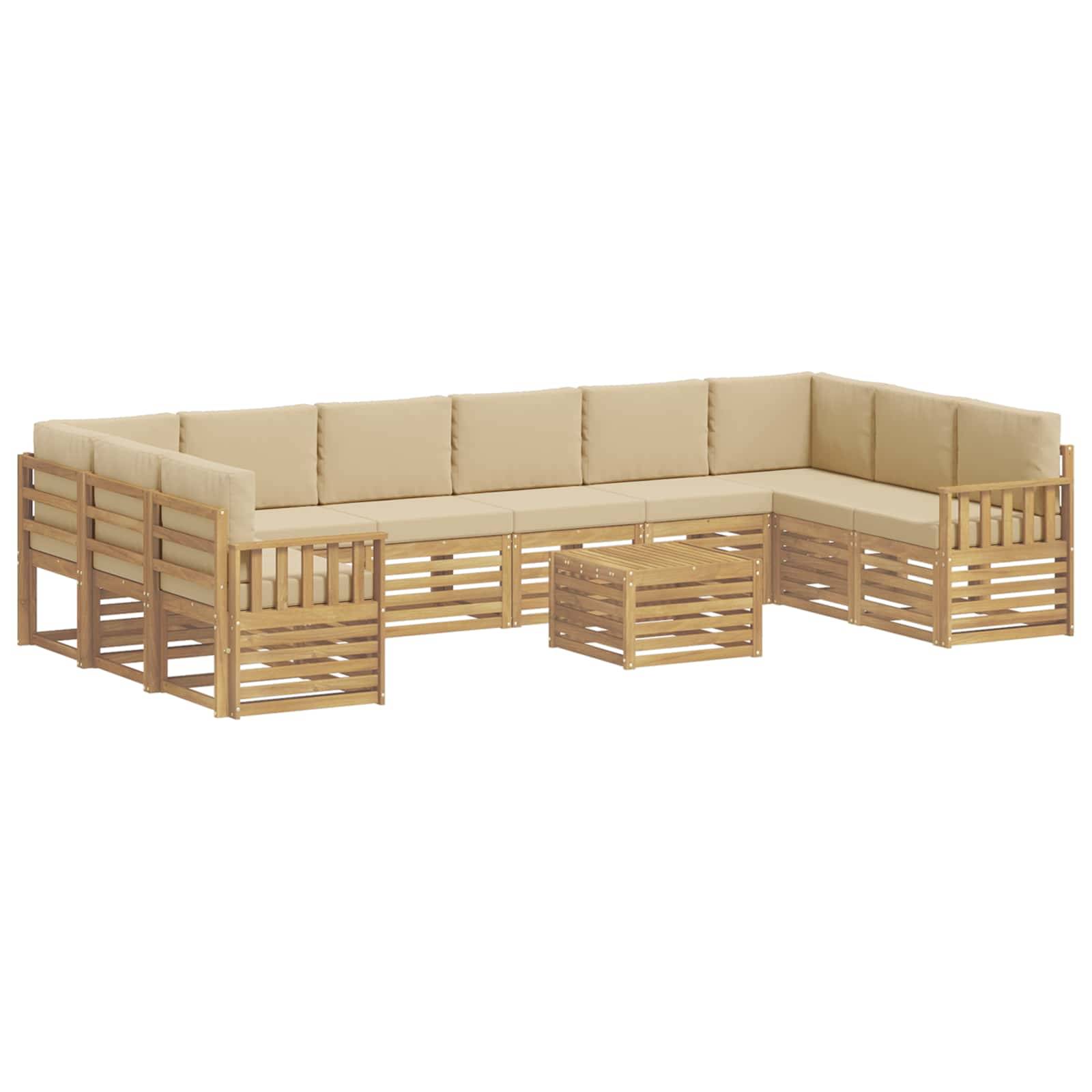 vidaXL Outdoor-Sofagarnitur 8 pcs Weiß und Beige 59 x 59 x 37 cm