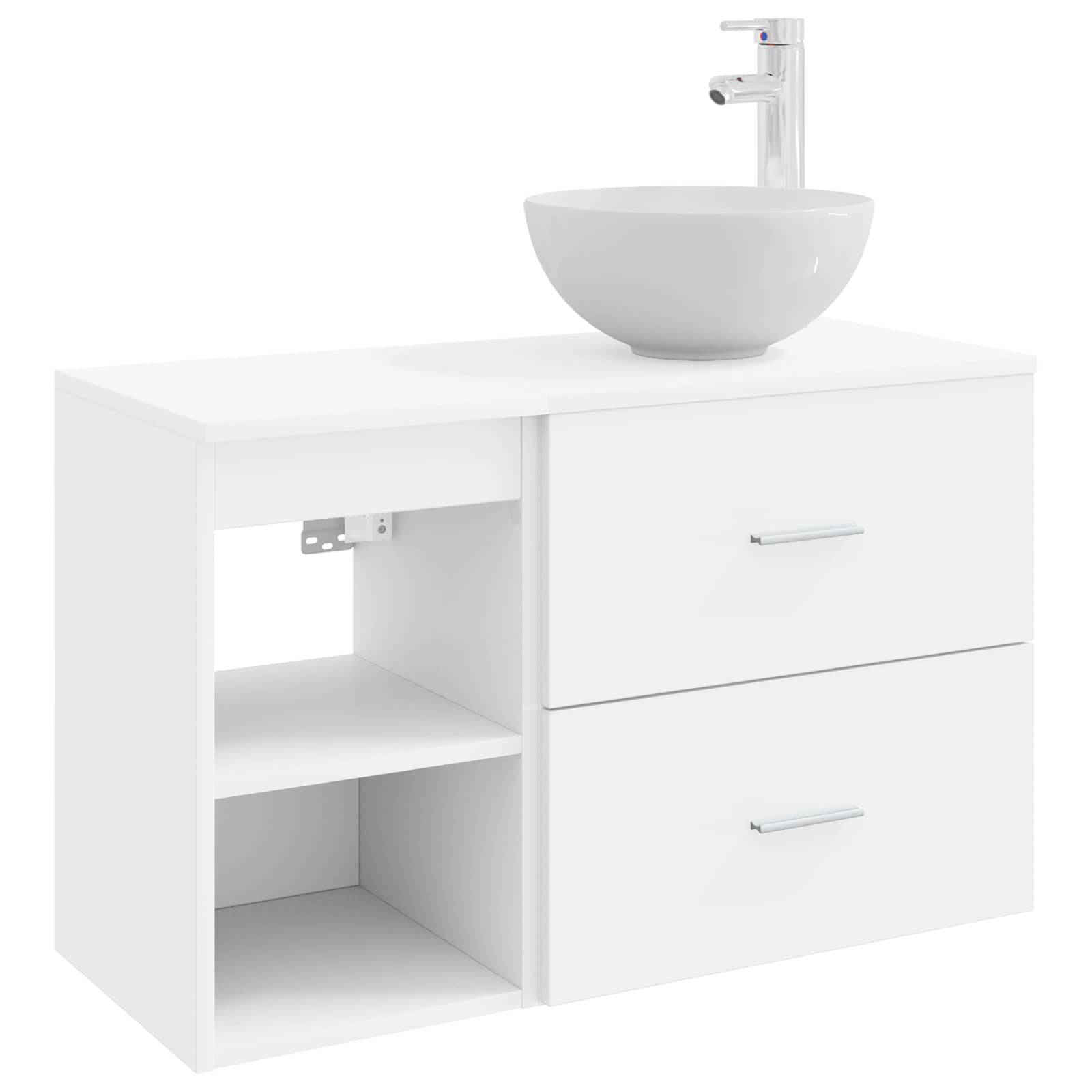 vidaXL Badezimmermöbel-Set 2 pcs Weiß Holzwerkstoff
