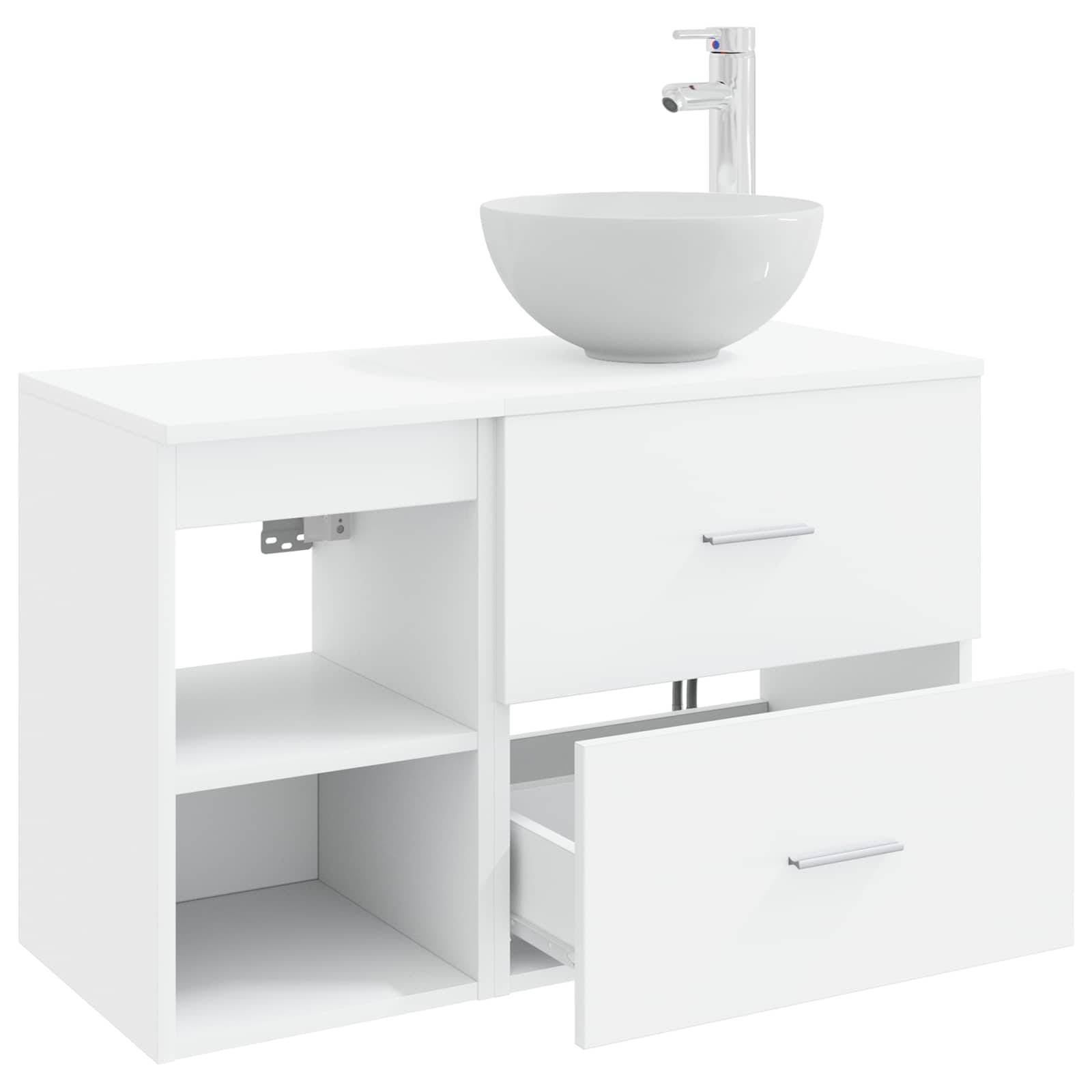 vidaXL Badezimmermöbel-Set 2 pcs Weiß Holzwerkstoff