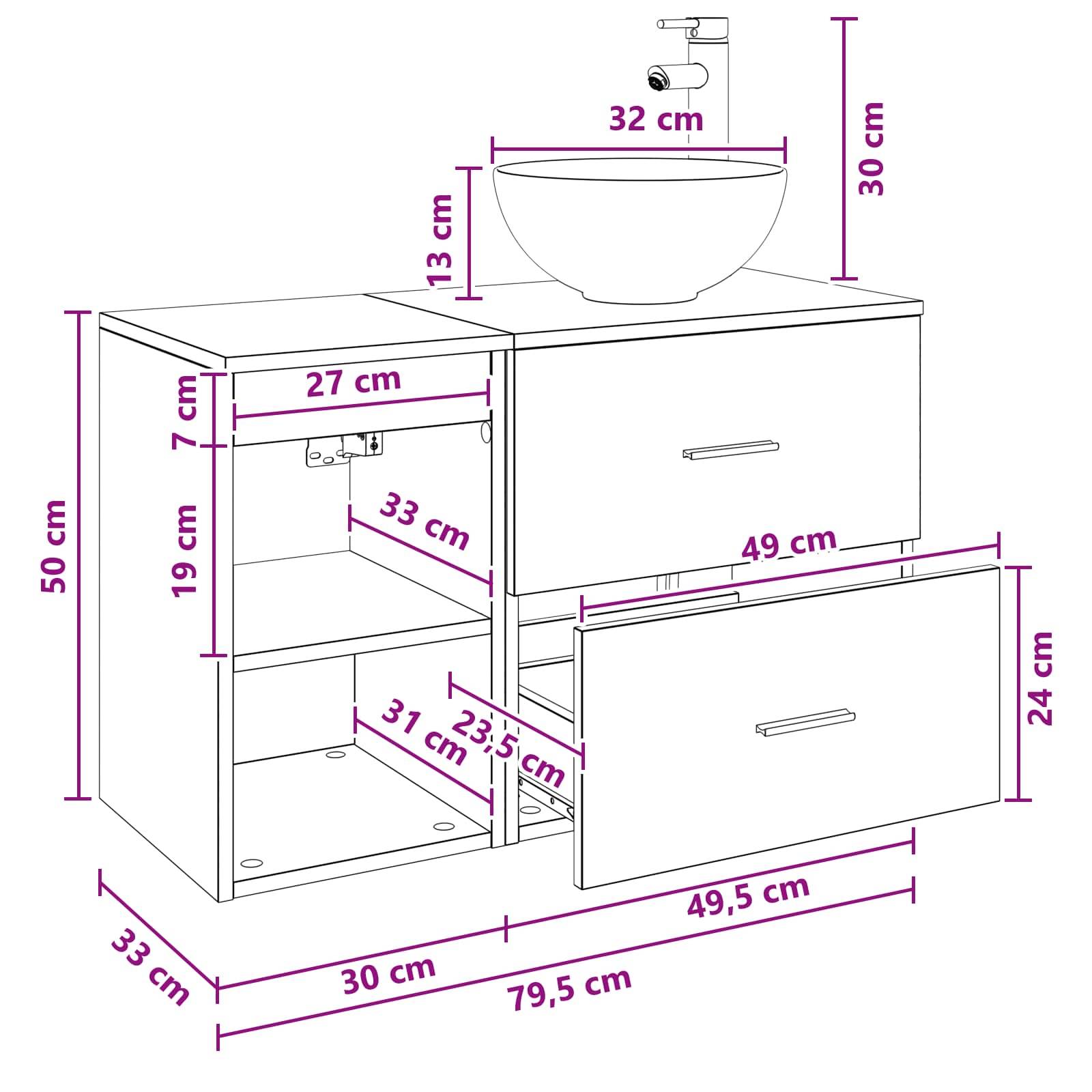 vidaXL Badezimmermöbel-Set 2 pcs Sonoma-Eiche Holzwerkstoff