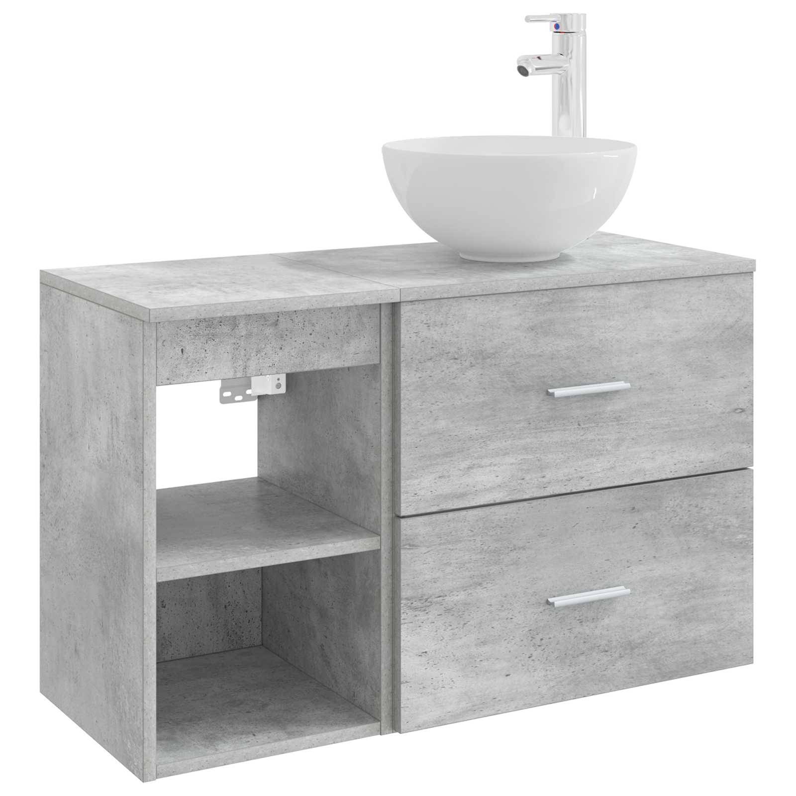 vidaXL Badezimmermöbel-Set 2 pcs Betongrau Holzwerkstoff