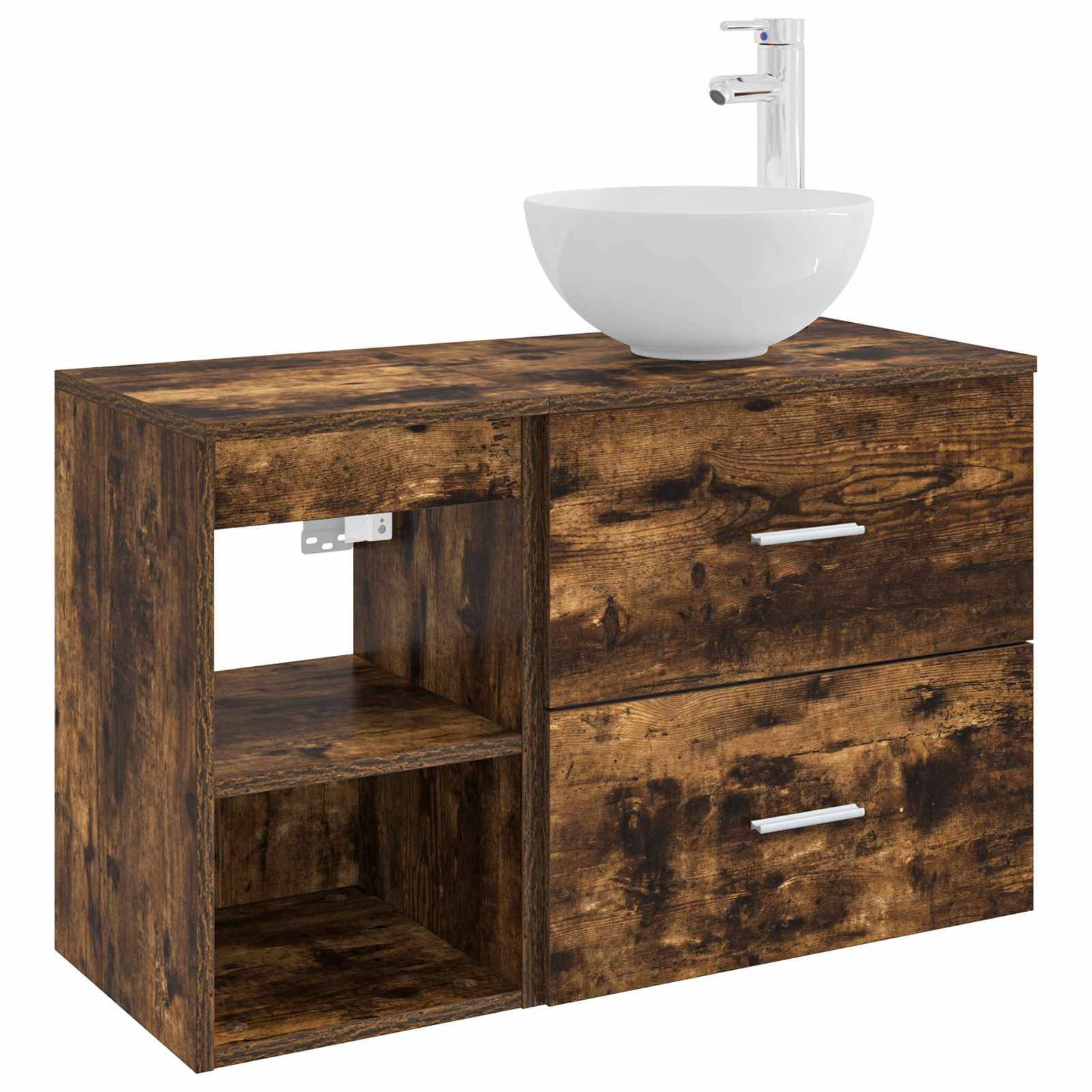 vidaXL Badezimmermöbel-Set 2 pcs Geräucherte Eiche Holzwerkstoff
