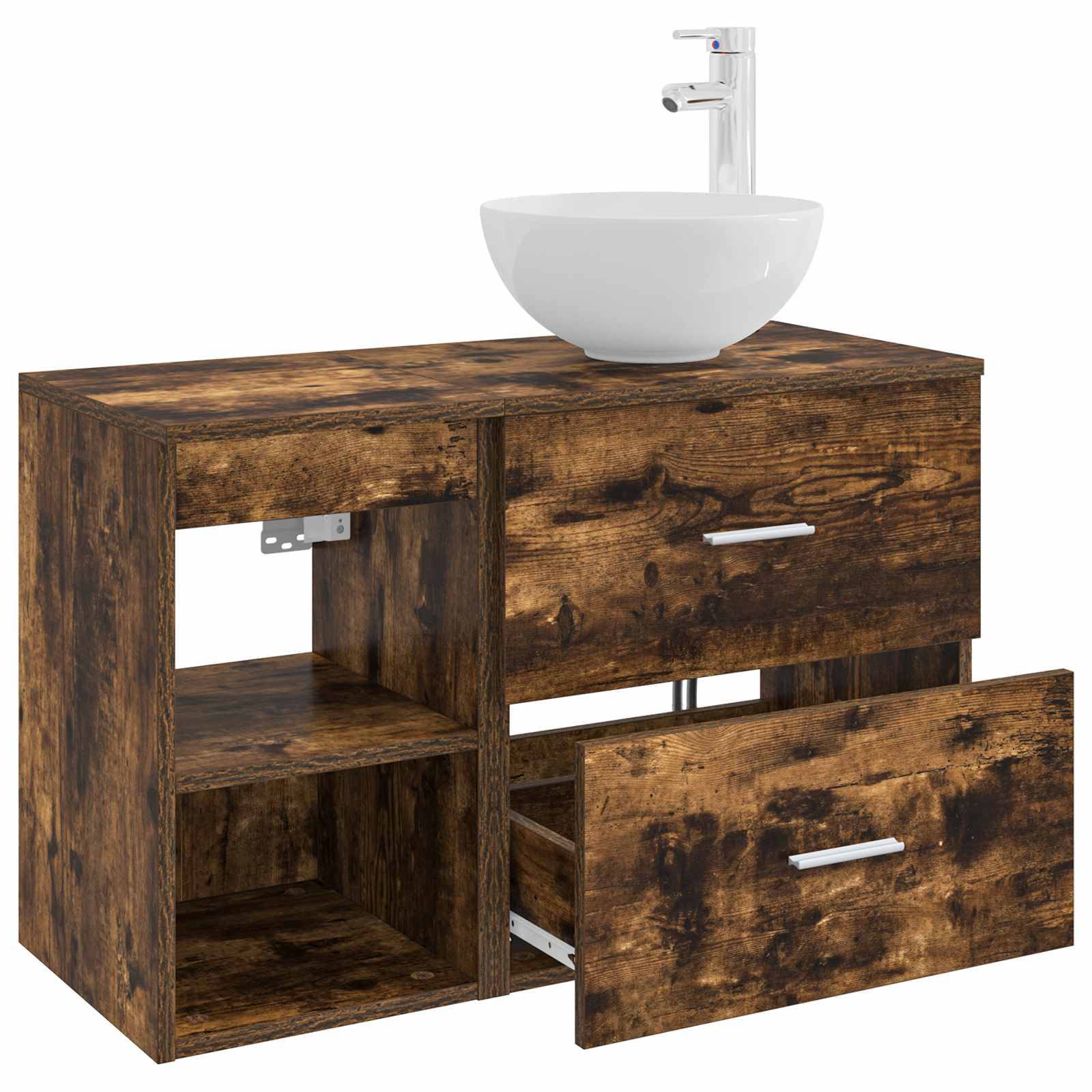 vidaXL Badezimmermöbel-Set 2 pcs Geräucherte Eiche Holzwerkstoff