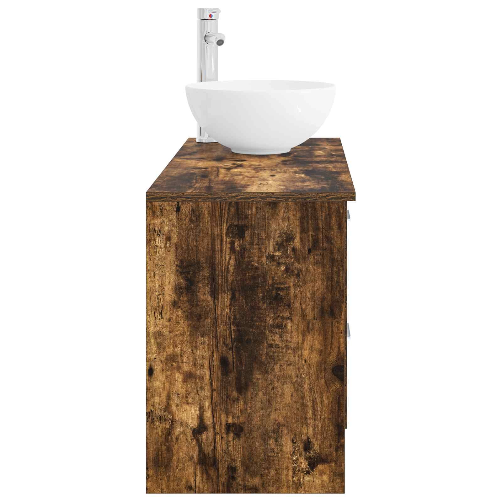 vidaXL Badezimmermöbel-Set 2 pcs Geräucherte Eiche Holzwerkstoff