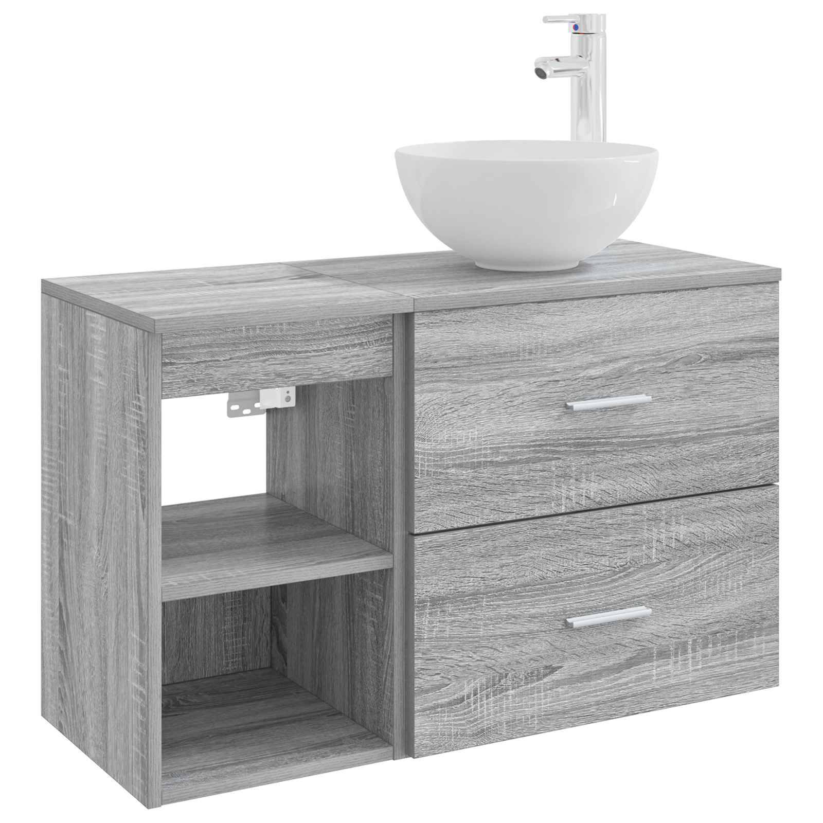 vidaXL Badezimmermöbel-Set 2 pcs Grau Sonoma Holzwerkstoff