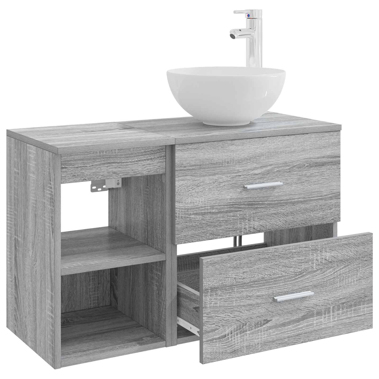vidaXL Badezimmermöbel-Set 2 pcs Grau Sonoma Holzwerkstoff