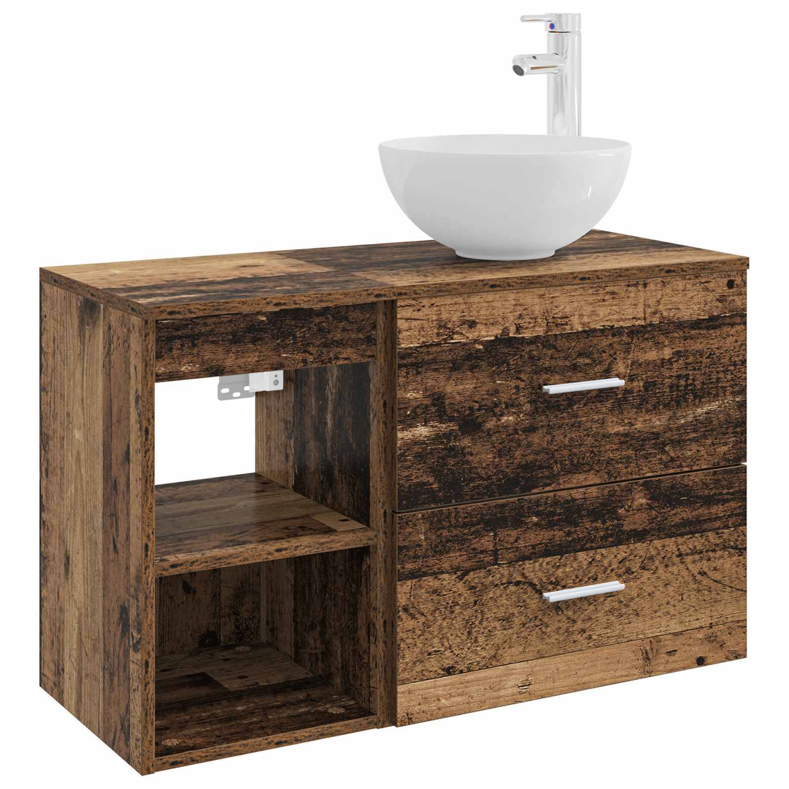 vidaXL Badezimmermöbel-Set 2 pcs Altholz Holzwerkstoff
