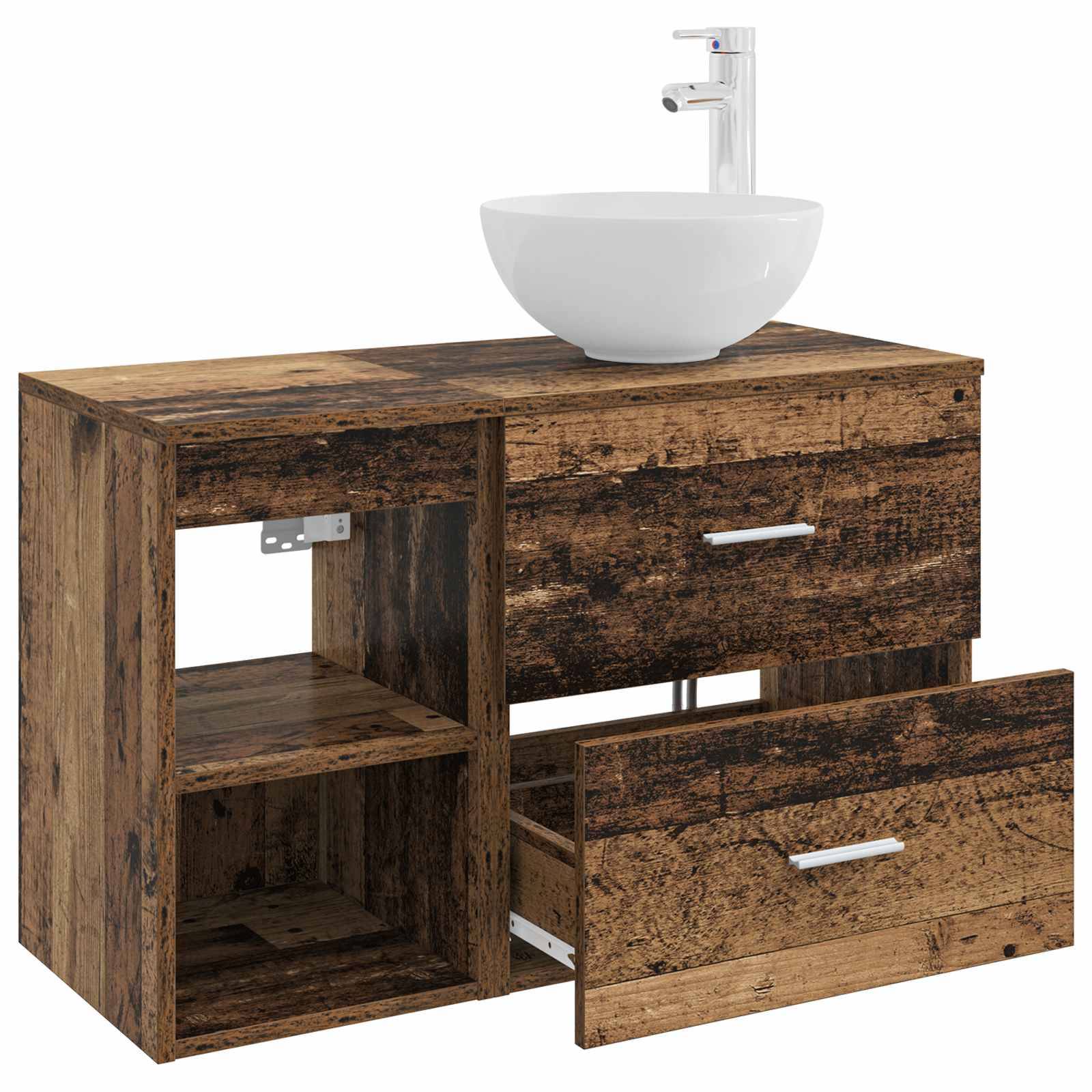 vidaXL Badezimmermöbel-Set 2 pcs Altholz Holzwerkstoff