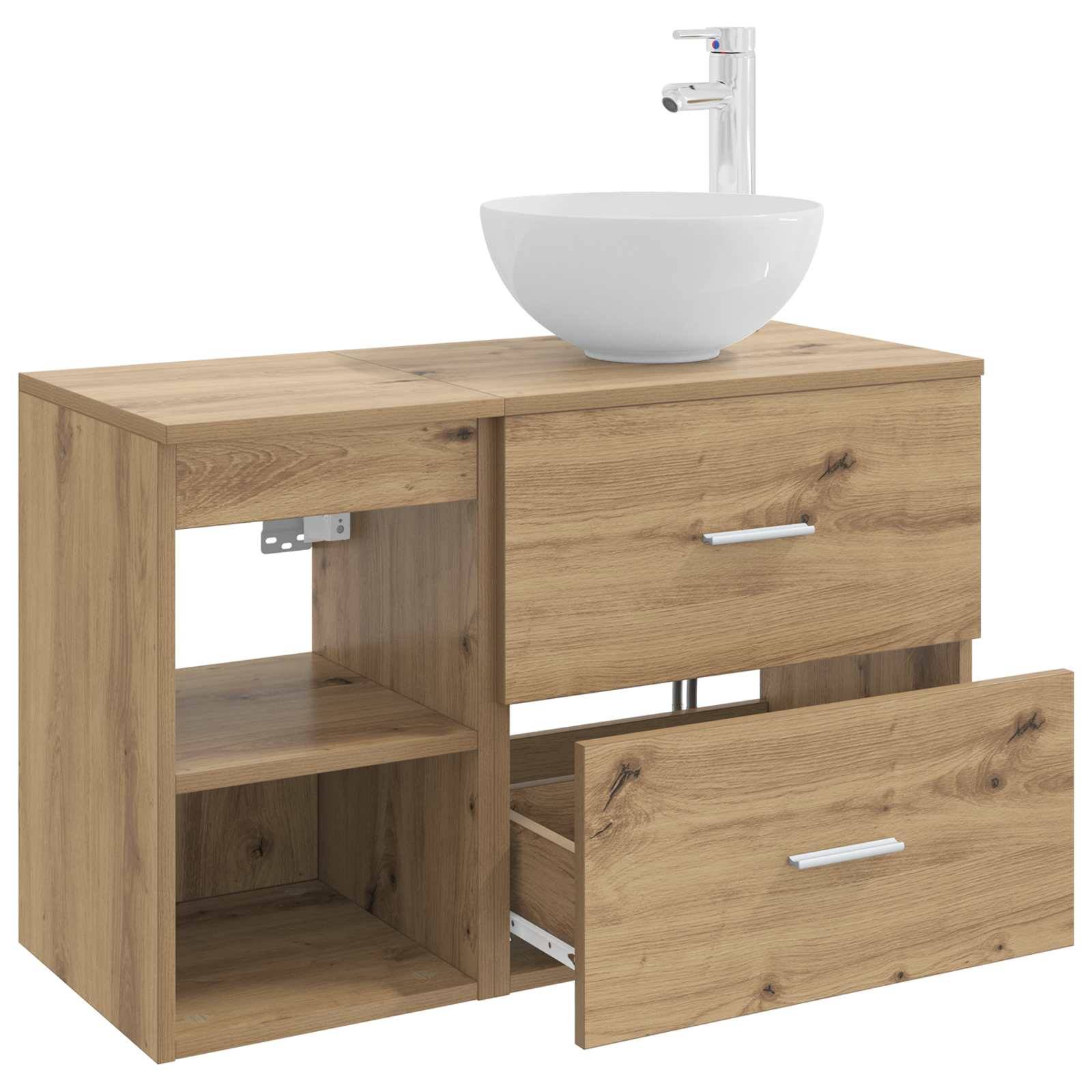 vidaXL Badezimmermöbel-Set 2 pcs Artisan-Eiche Holzwerkstoff