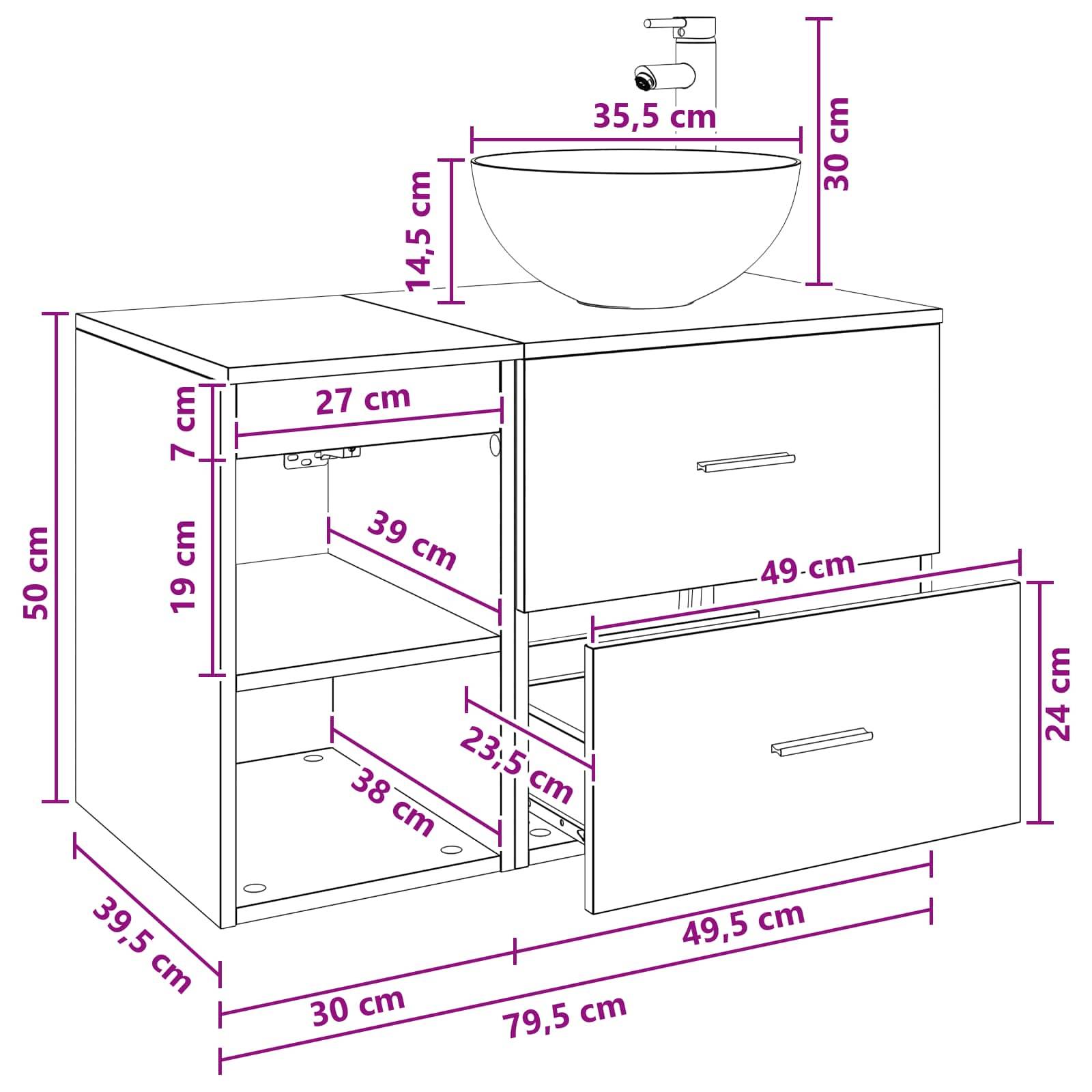 vidaXL Badezimmermöbel-Set 2 pcs Weiß Holzwerkstoff