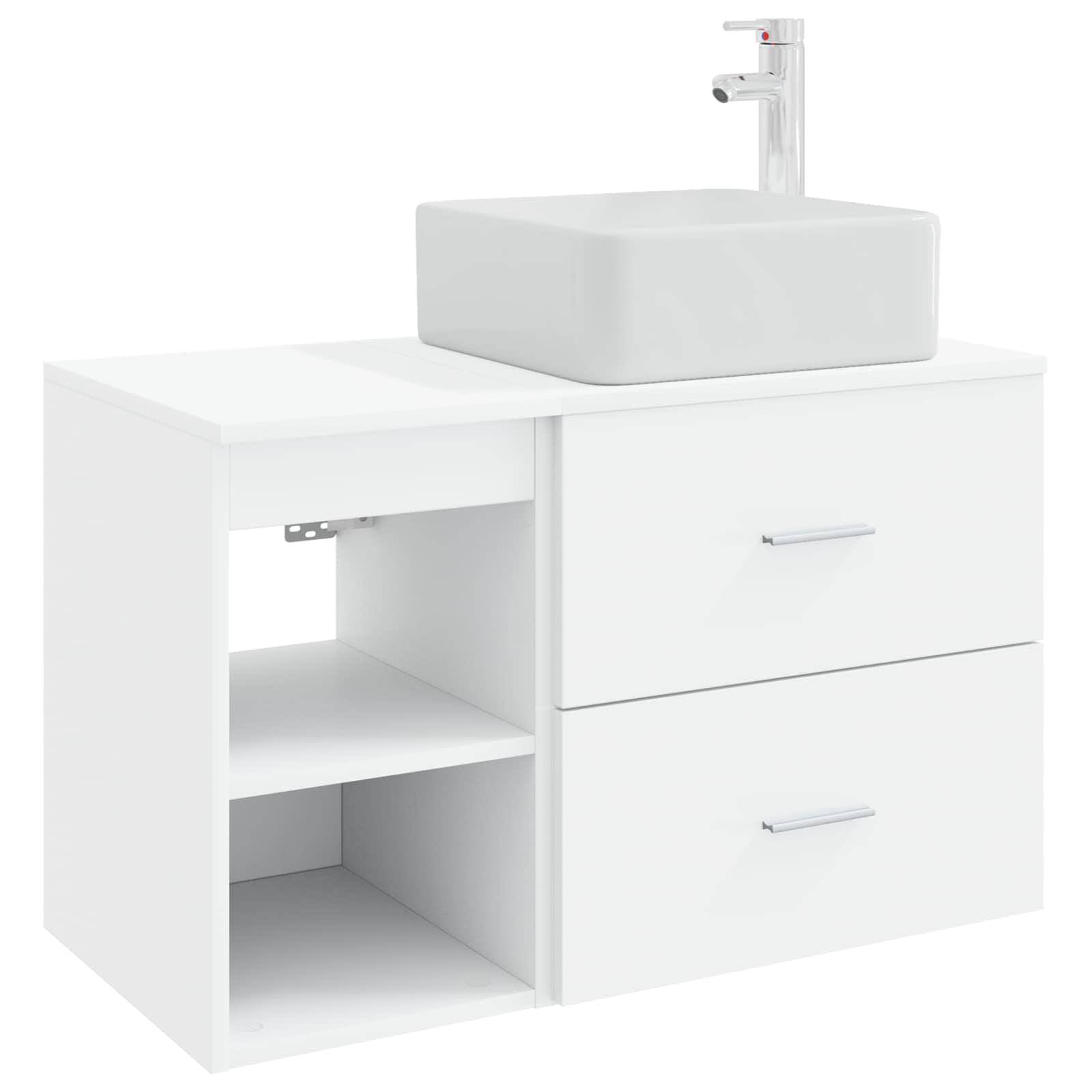 vidaXL Badezimmermöbel-Set 2 pcs Weiß Holzwerkstoff