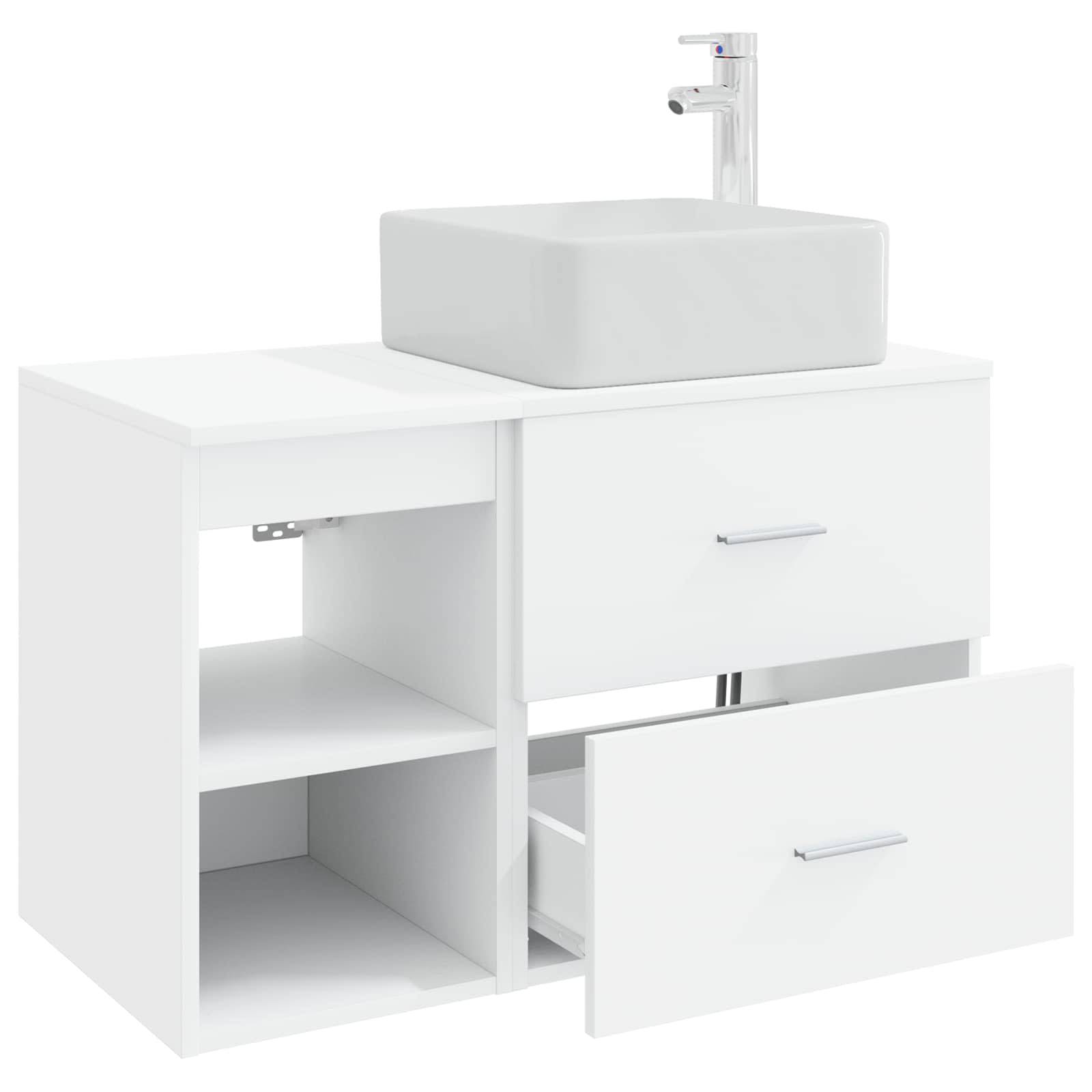 vidaXL Badezimmermöbel-Set 2 pcs Weiß Holzwerkstoff