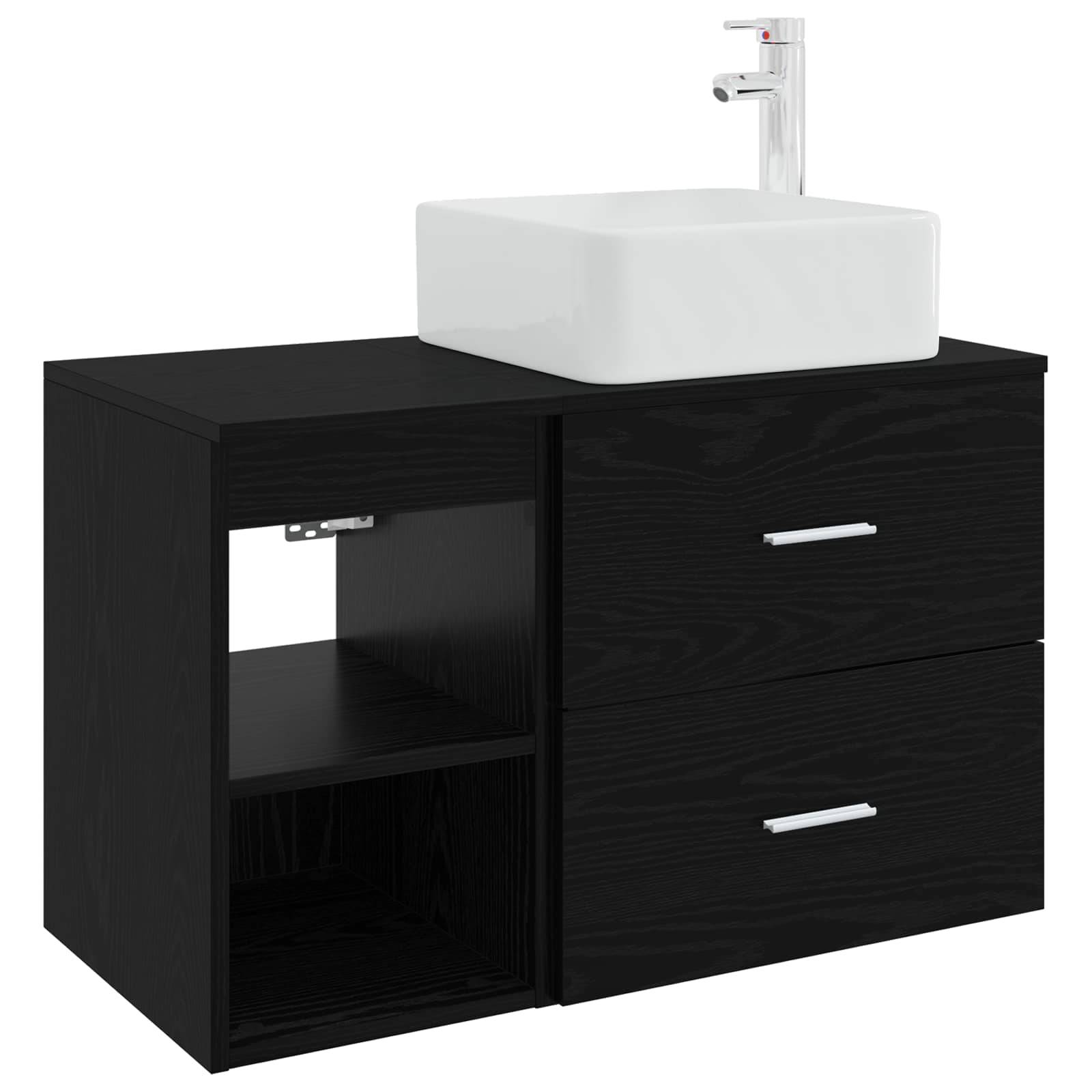 vidaXL Badezimmermöbel-Set 2 pcs Schwarze Eiche Holzwerkstoff