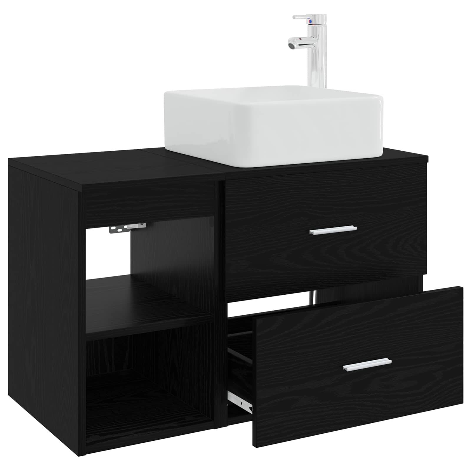 vidaXL Badezimmermöbel-Set 2 pcs Schwarze Eiche Holzwerkstoff