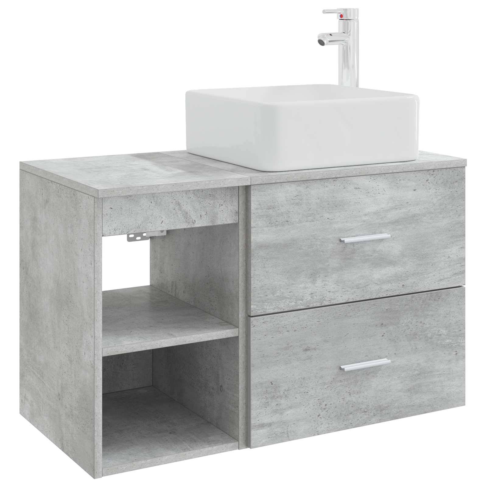 vidaXL Badezimmermöbel-Set 2 pcs Betongrau Holzwerkstoff
