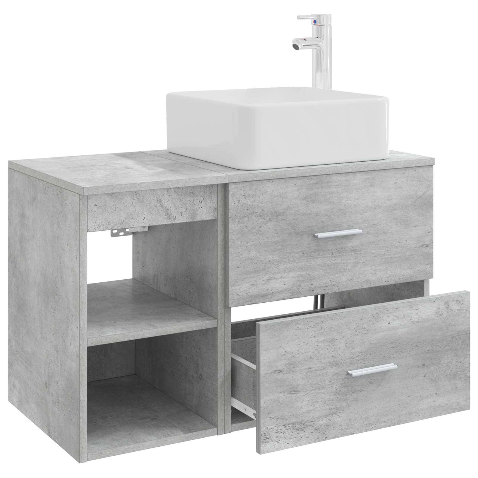 vidaXL Badezimmermöbel-Set 2 pcs Betongrau Holzwerkstoff
