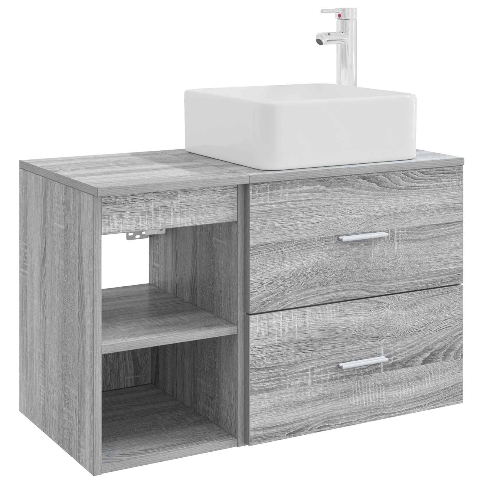 vidaXL Badezimmermöbel-Set 2 pcs Grau Sonoma Holzwerkstoff