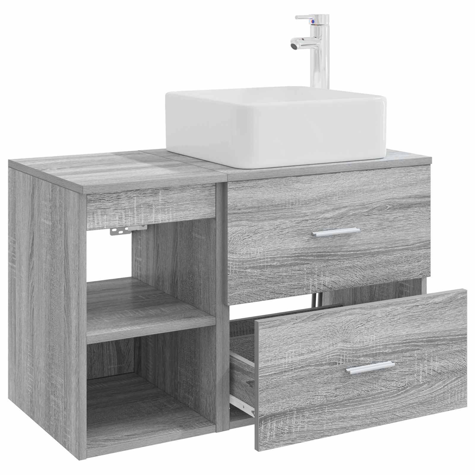 vidaXL Badezimmermöbel-Set 2 pcs Grau Sonoma Holzwerkstoff